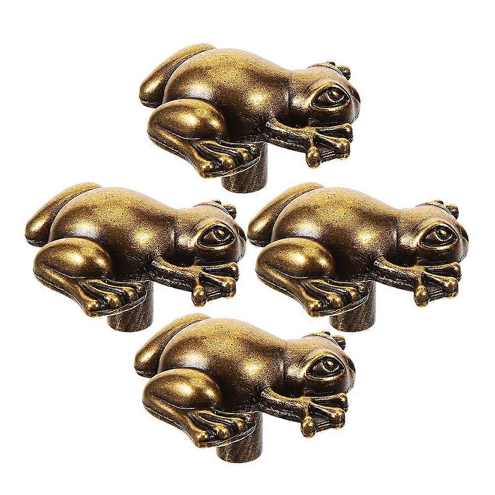Dark Brown Zinc Alloy Frog Shaped Cabinet Knobs for Drawer Pull Handle 4Pcs