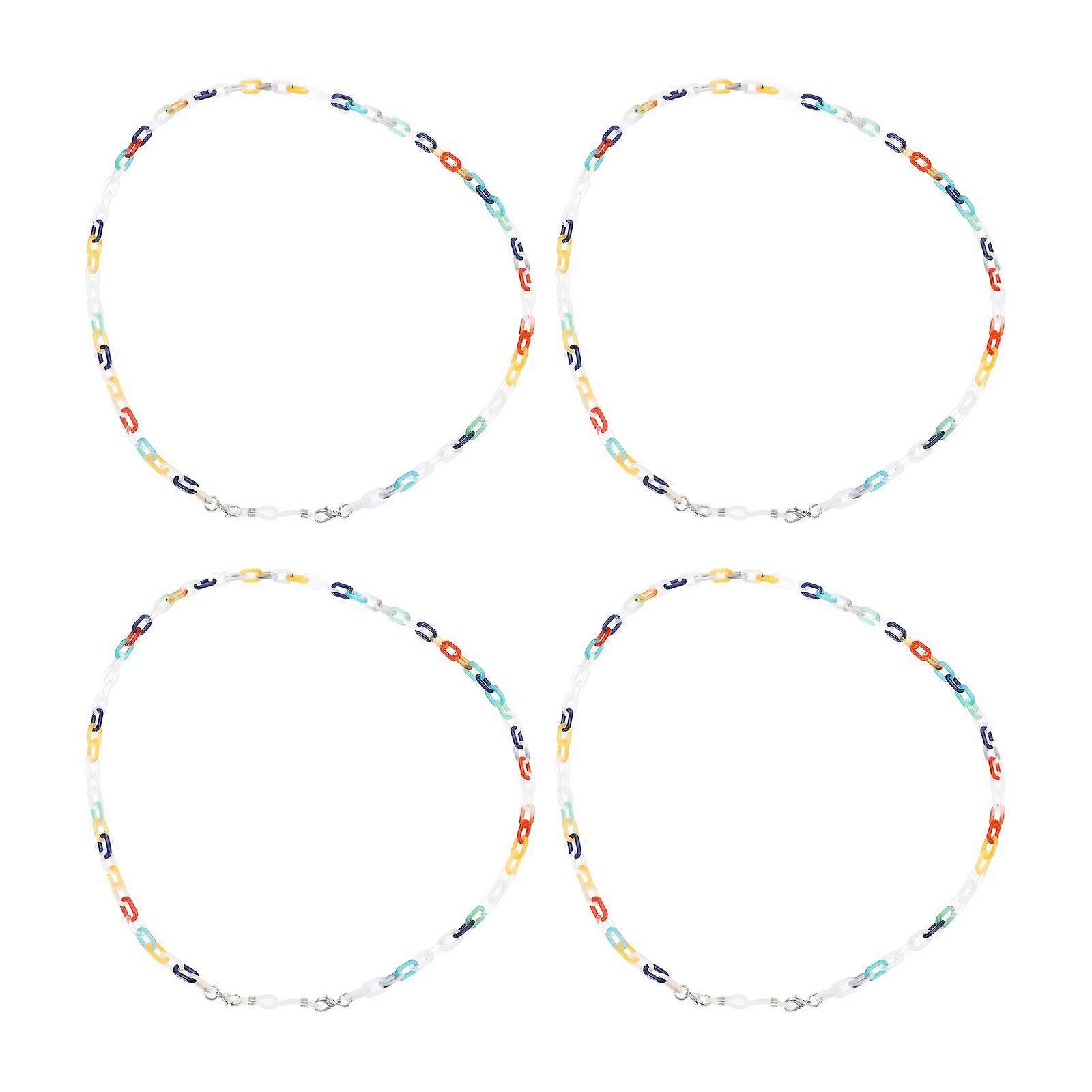 Colorful Acrylic Chains for Eyeglasses and Masks with Lobster Clasps 4 Pieces Assorted Color