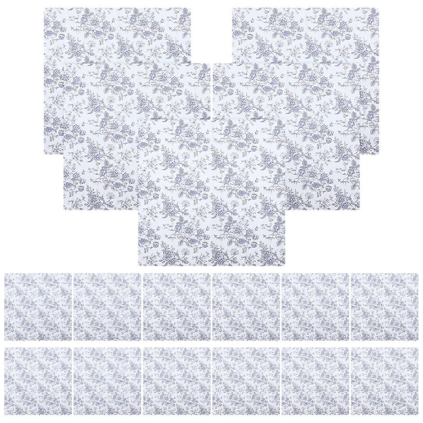 Floral Design Wrapping Paper Square Blue Waterproof For Festival Party present Wrapping 20Sheets