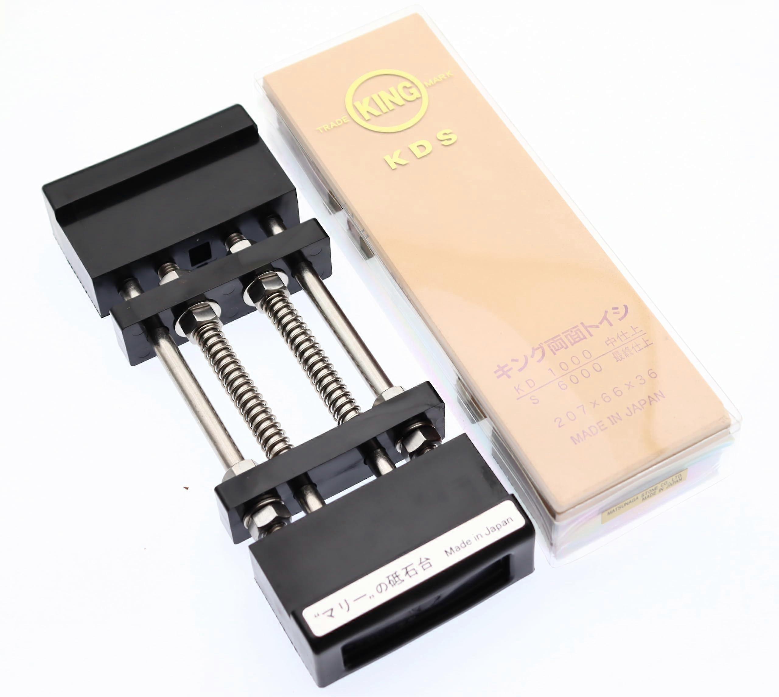 Japanese Sharpening Stone King Double Face 1000 6000 Grit with Adjustable Non-Slip Base for Stones 185-225mm Made in Japan