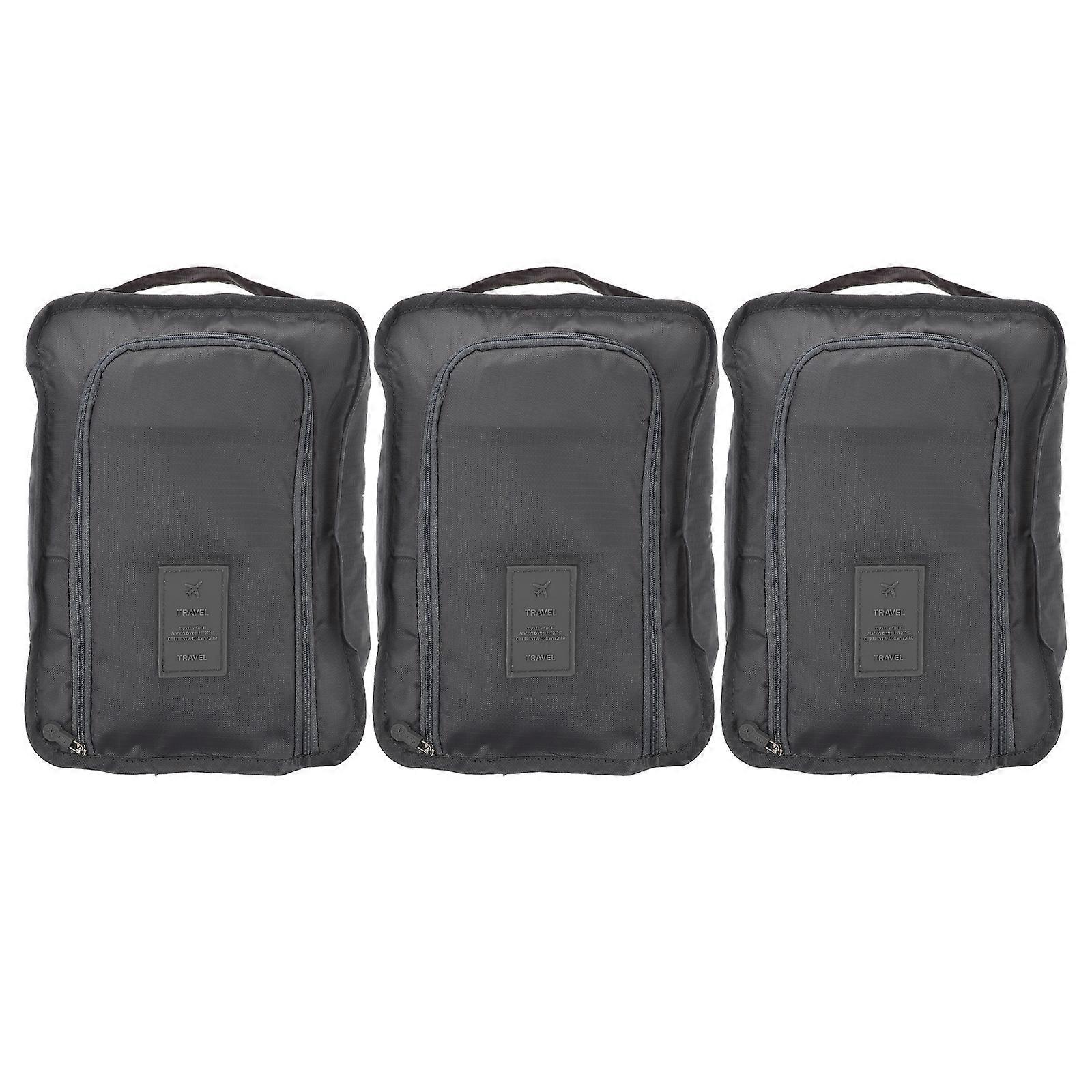 3pcs Grey Zippered Shoe Bag Organizer for Travel & Daily Use – Multi purpose Luggage Storage for Sneakers & Accessories