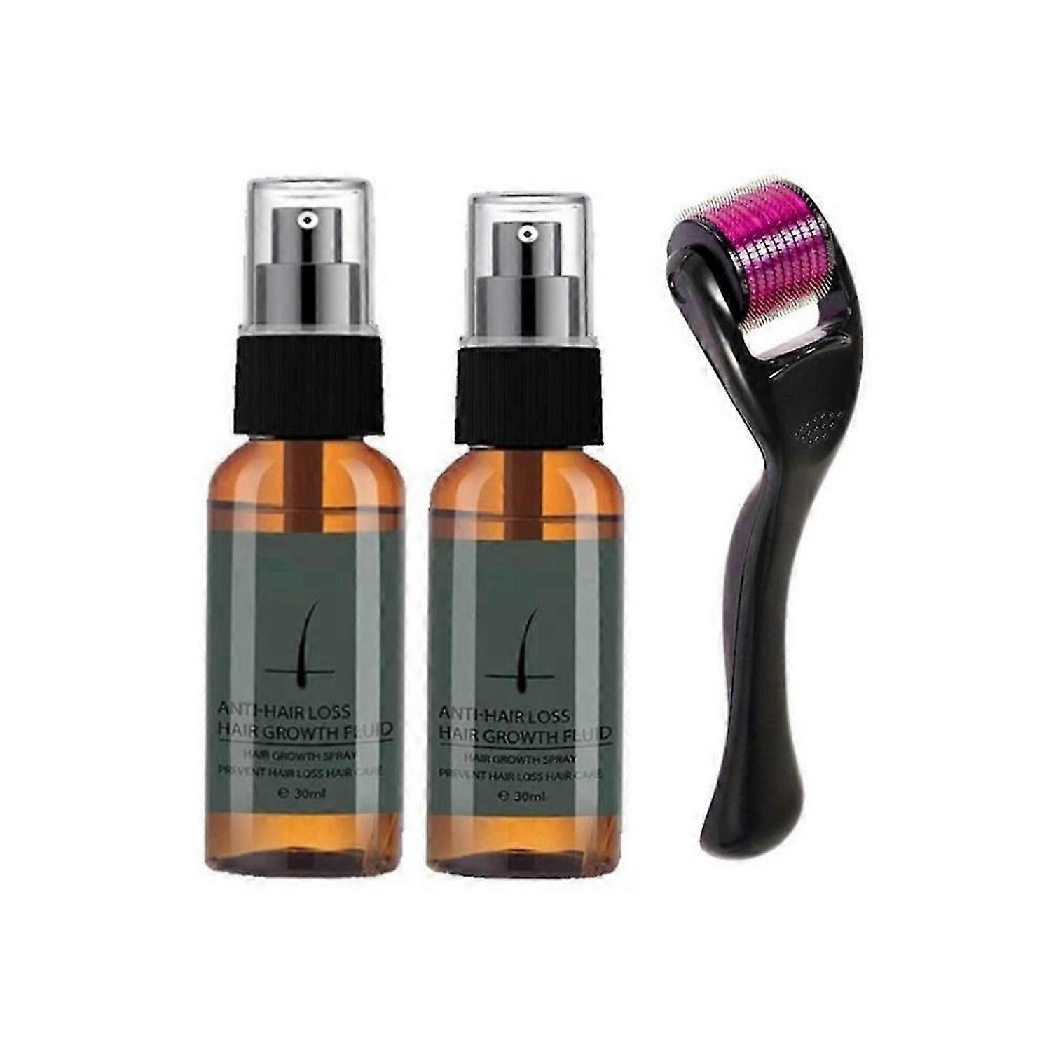 2pcs Natürliche Männer Bartwuchs Roller Kit Männer Bartwuchsöl Nährender Enhancer, Schnurrbart Wachstum Enhancer 30ML