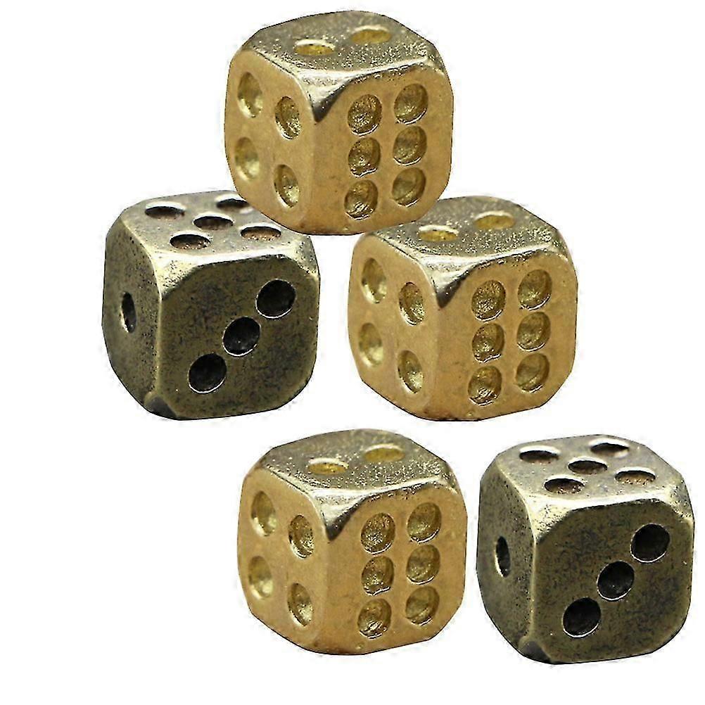 5 Pcs D20 Dice Gold Dice Set Copper Metal Dice Table Games Dice Cube Dice Set 6 Sided Dice
