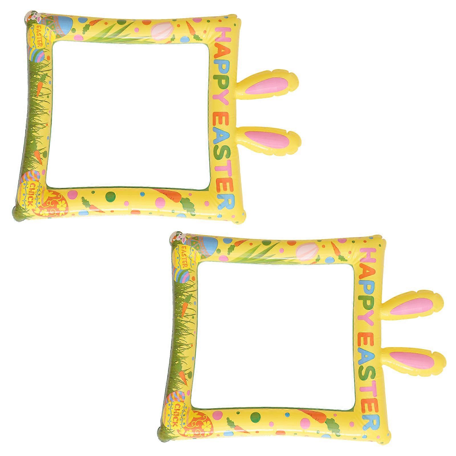 Fun Photo Booth Props Inflatable Rabbit Pattern Photo Frame Decoration for Birthday Party 2Pcs