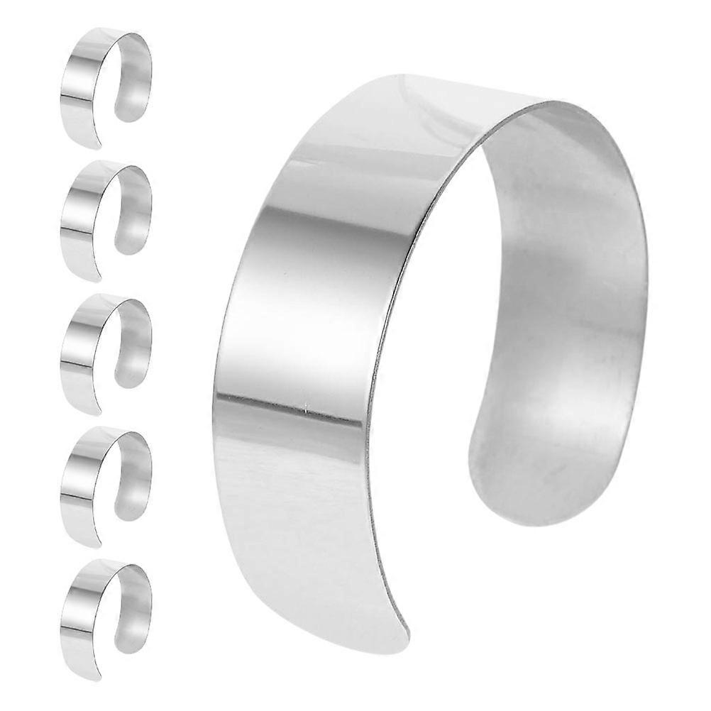 6pcs Open Cuff Stainless Steel Bracelet Blanks for DIY Jewelry Making – Hand Polished, Durable, Comfortable for Engraving and Personal Style