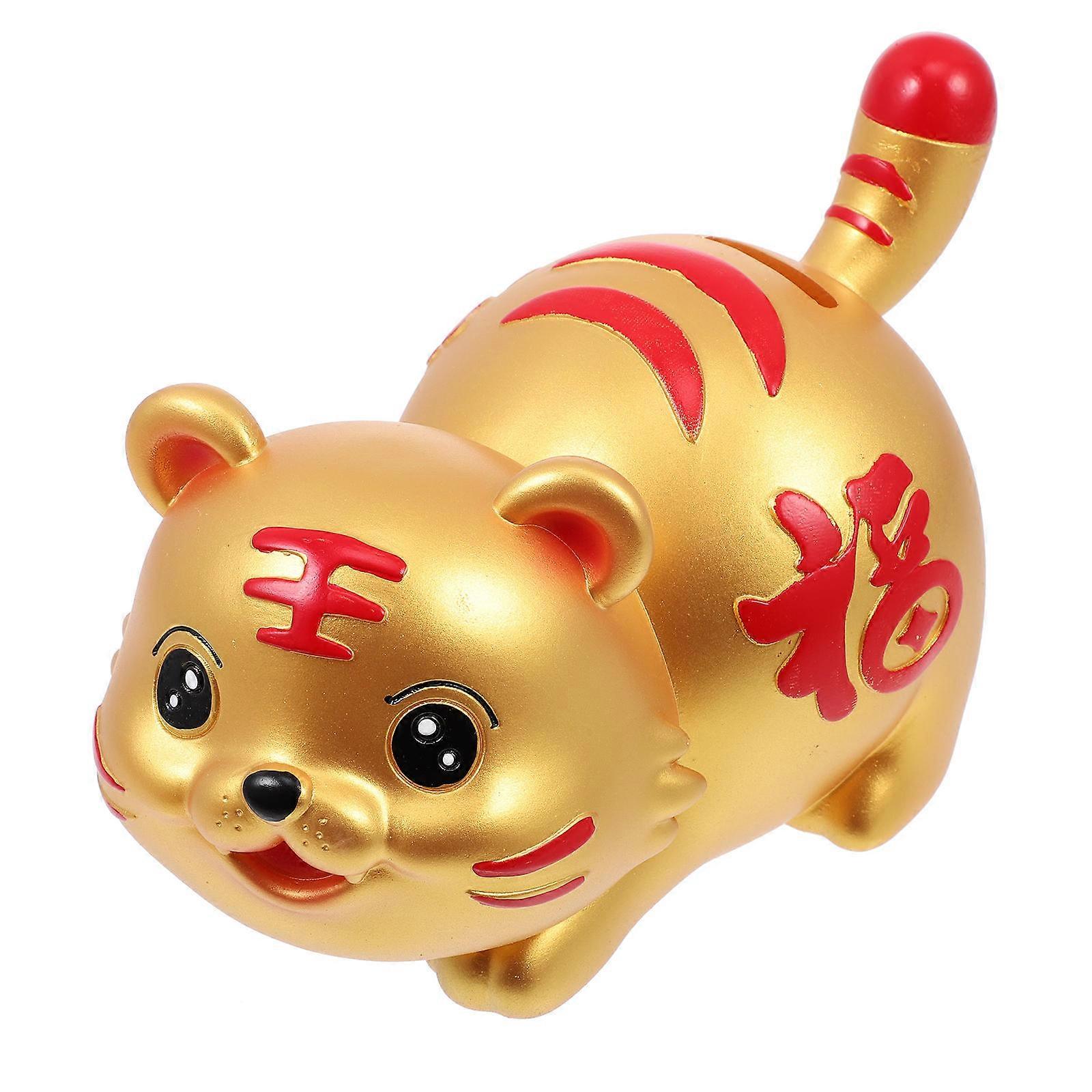 Cute Tiger Figurine Coin Bank Decorative Ornament for Festivals