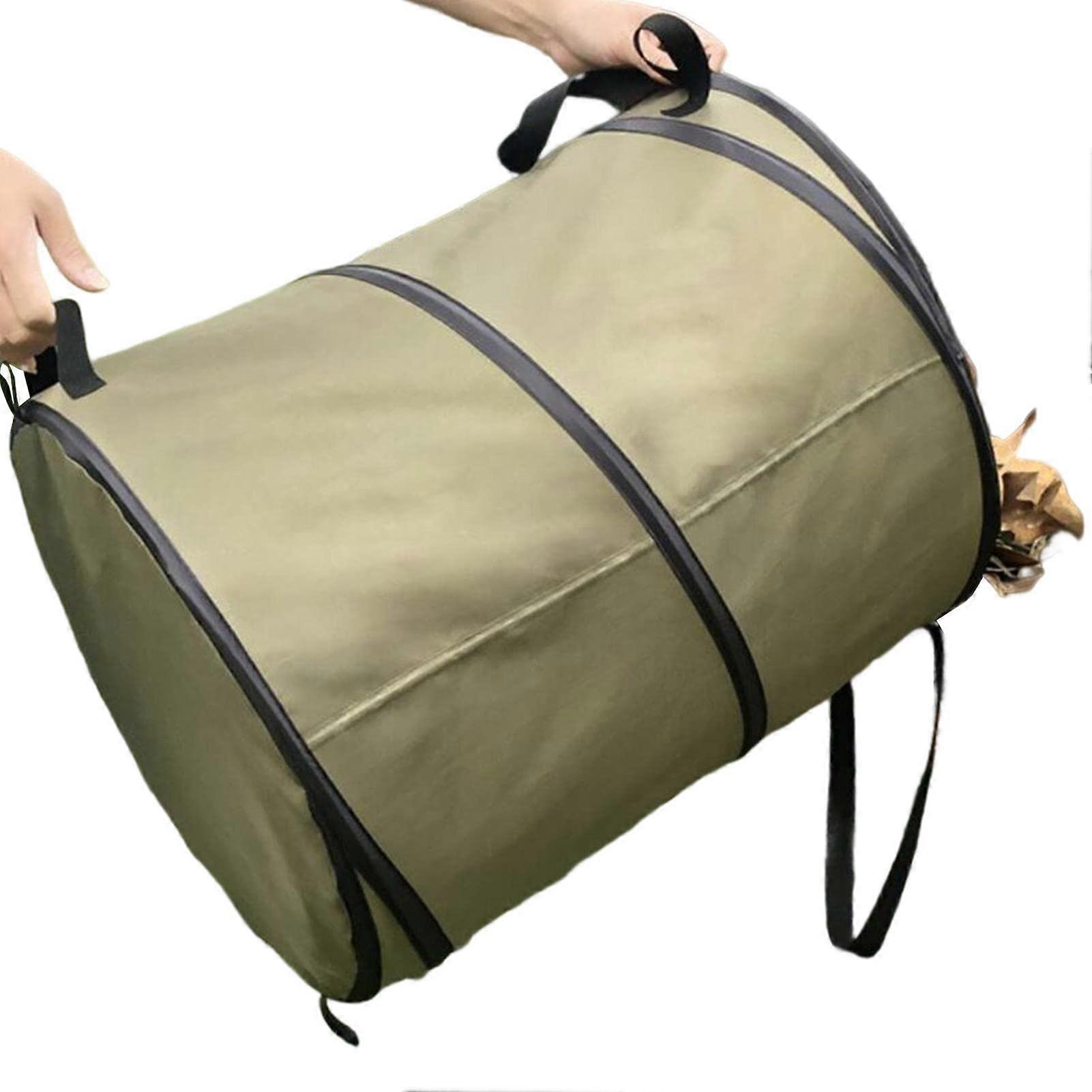 Collapsible Trash Can Foldable Lawn Leaf Bag with Snap Lock, Black