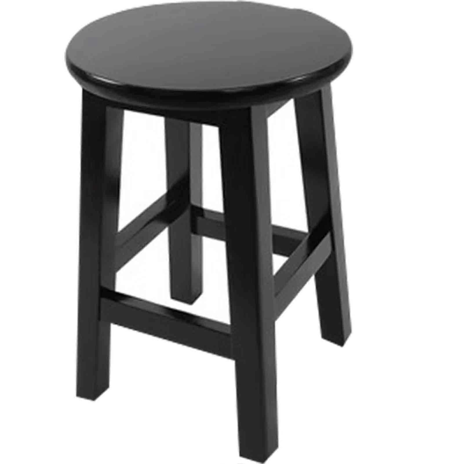 Small round solid wood stool for bedroom and coffee table, black, 30 x 50 cm
