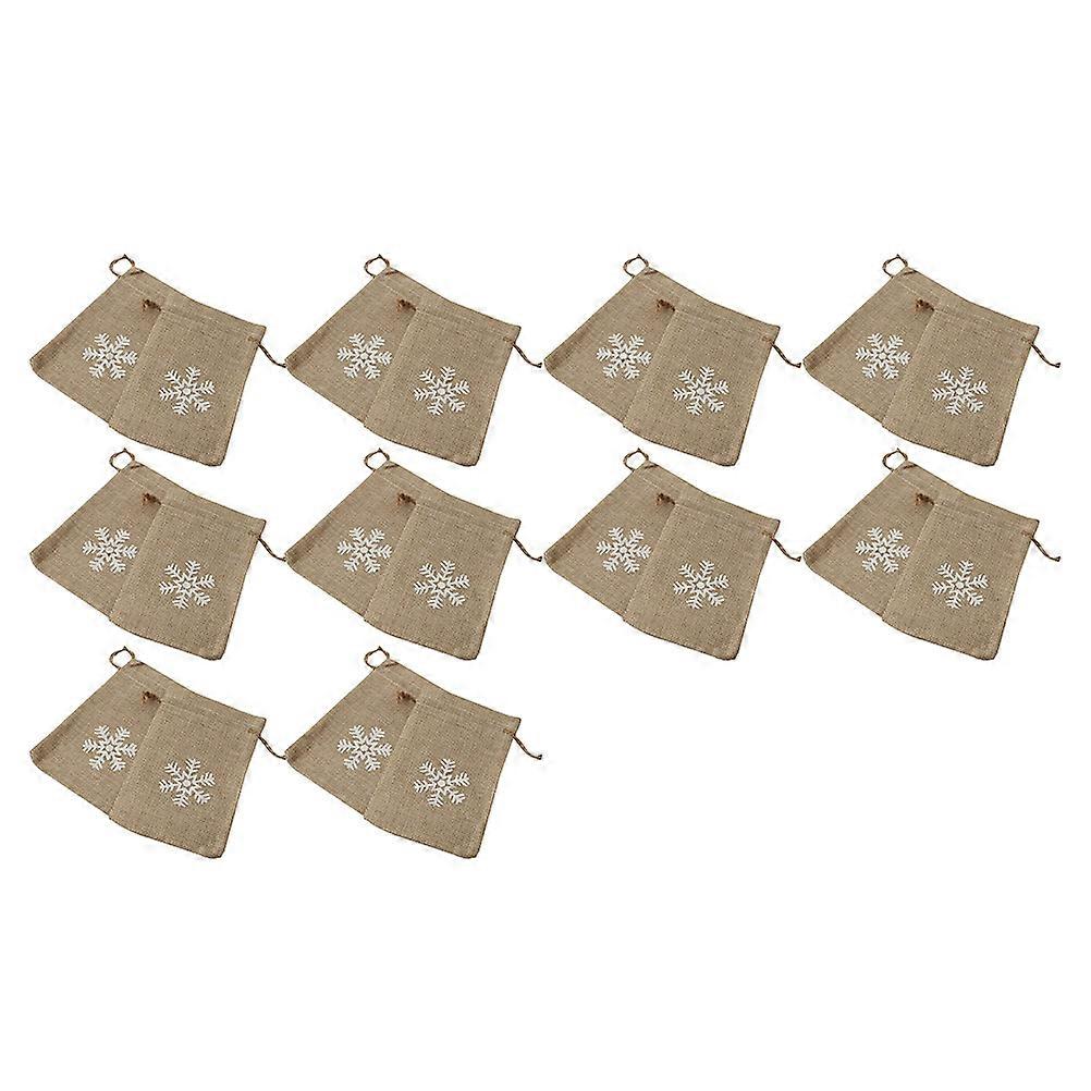 Draw String Bag Durable Christmas Elements Square Shape present Pouch For Home Decoration And Parties 20Pcs Khaki