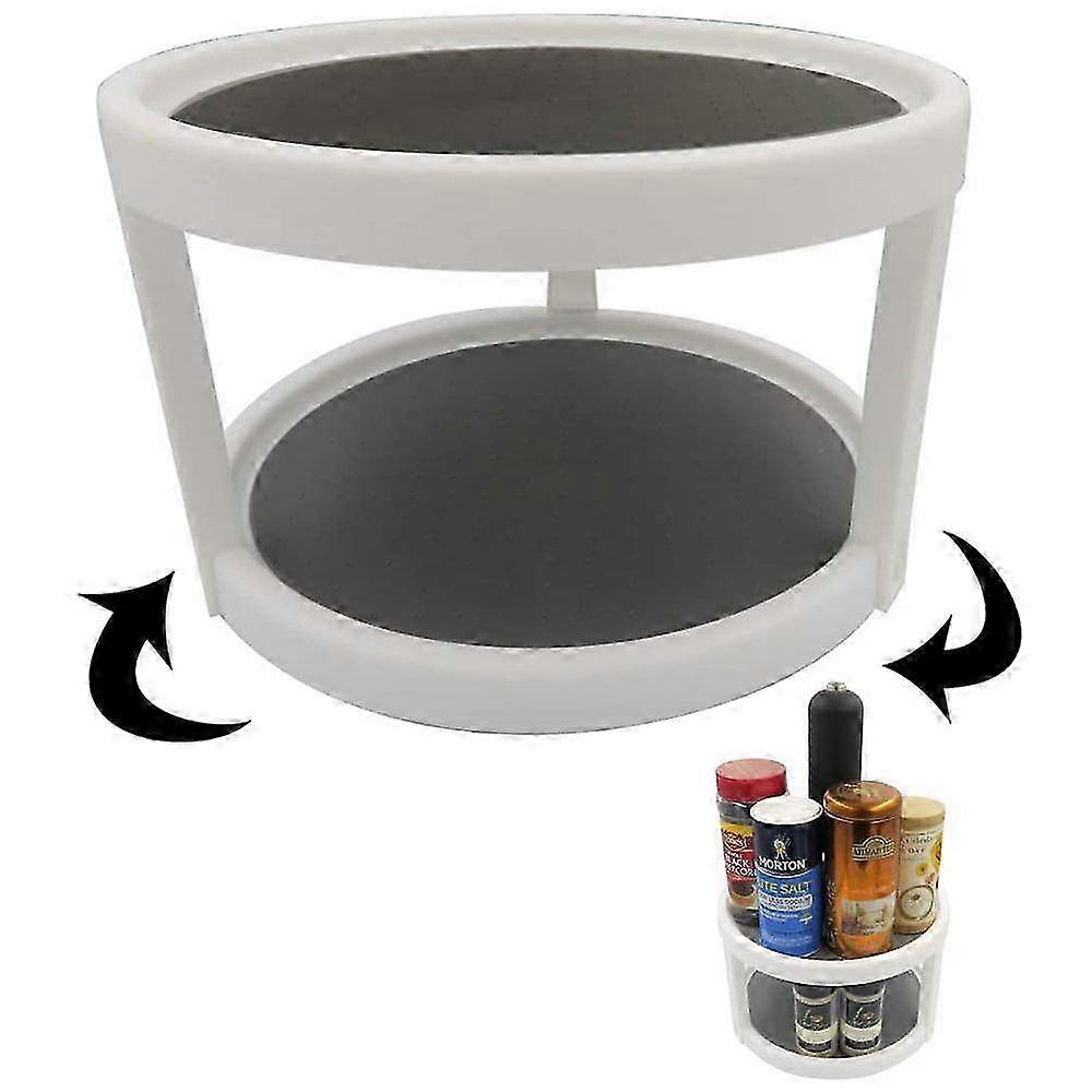 2 Tier Non Skid Spinning Turntable for Pantry Cabinet Counter