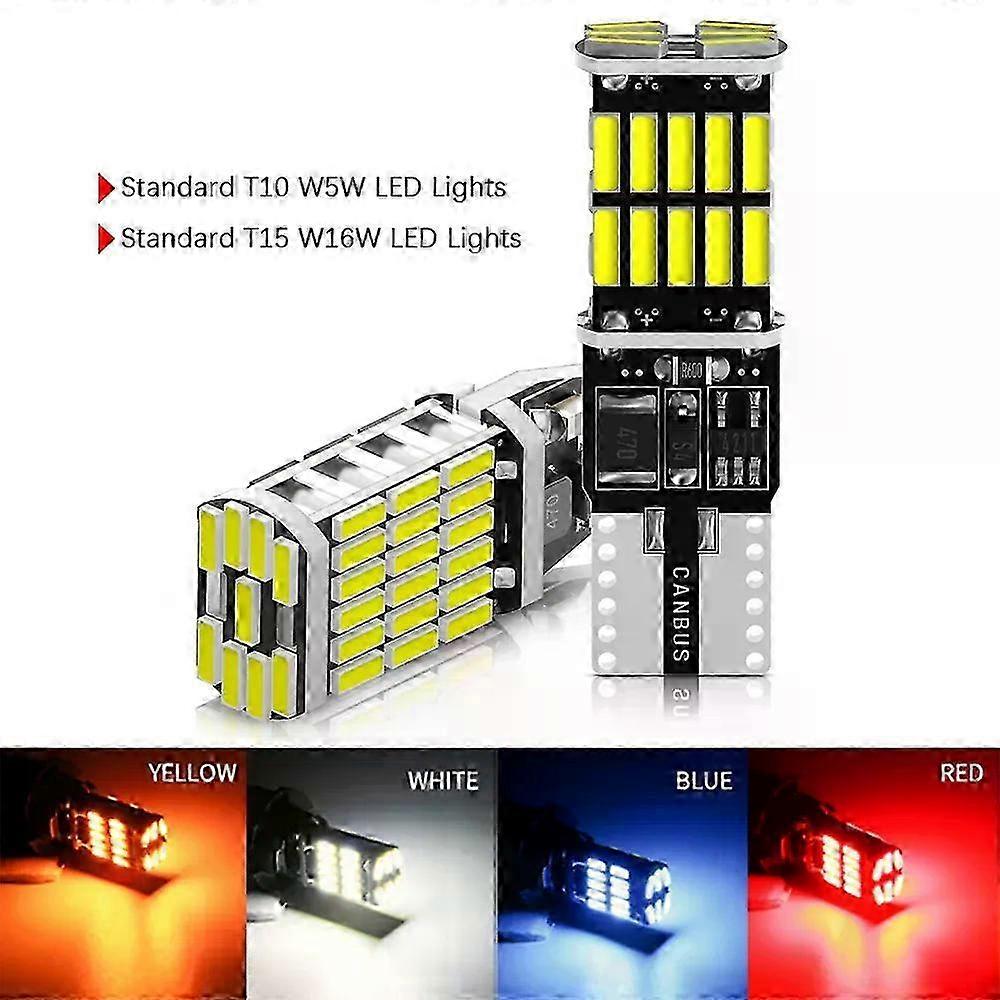 2pcs T10 W5W LED Car Interior Replacement Lights Canbus No Error T15 W16W for Tail Signal Bulbs Reverse Lamp High Power 4014 SMD 12V