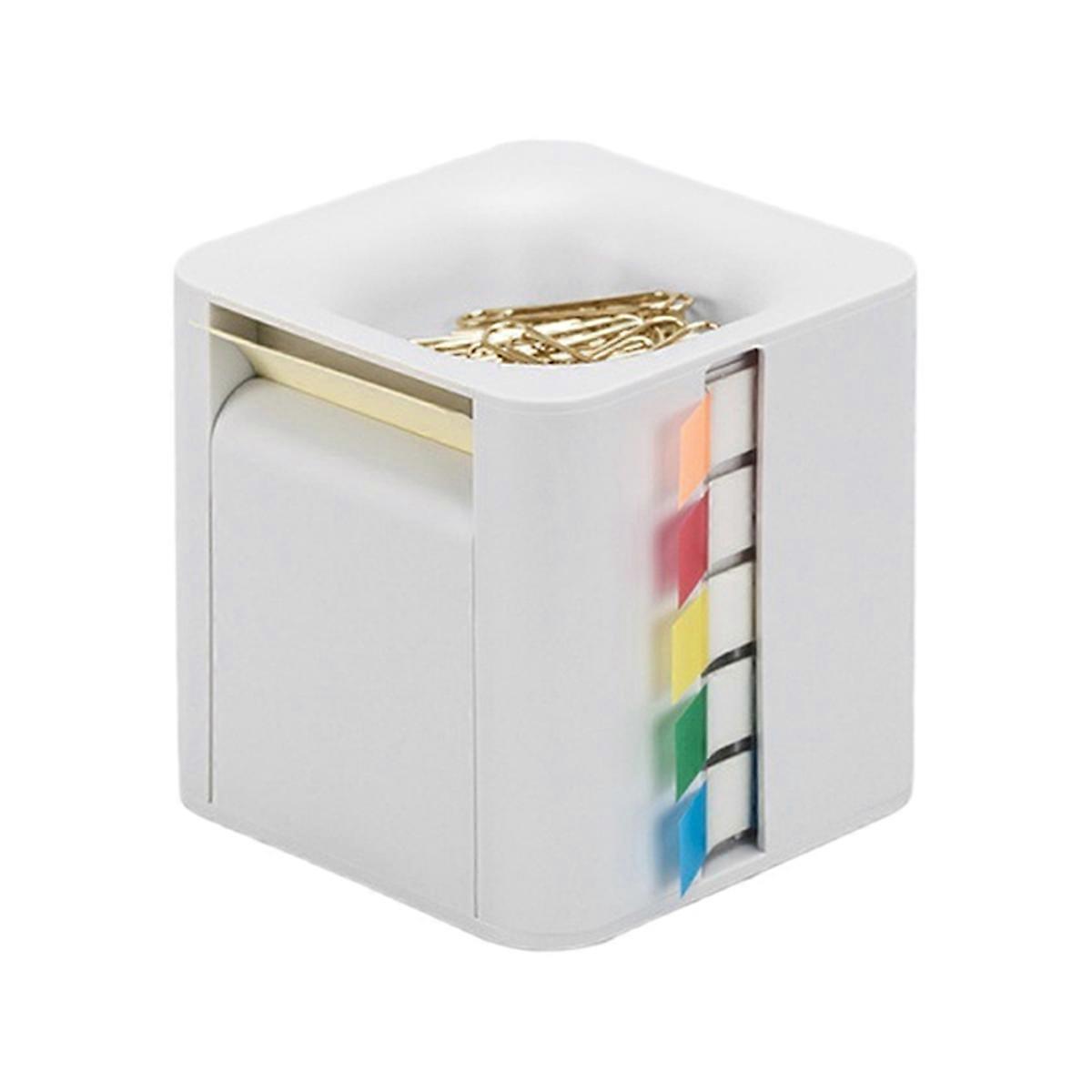 5-in-1 Cube Sticky Note Holder Multifunction Sticky Note Dispenser with Up Sticky Notes, Sticky Tabs, Sticky Rolls A