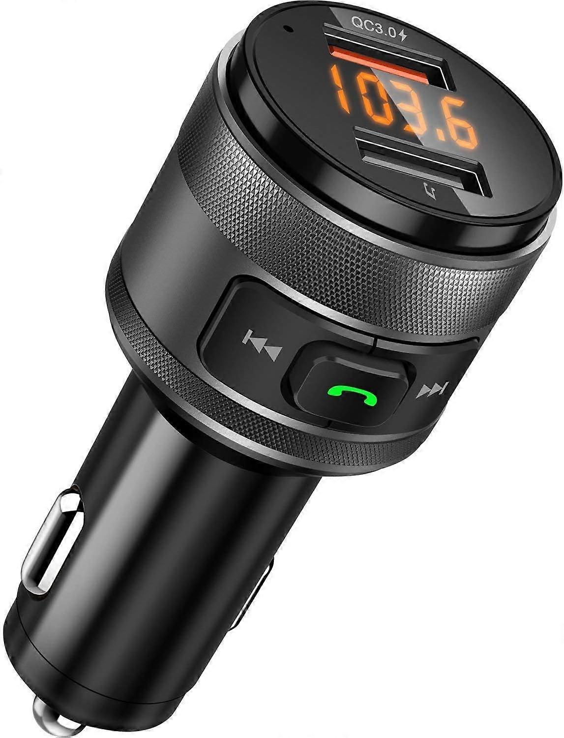 Vorstik FM Transmitter, Bluetooth Car Kit, Hands-Free Car Kit with QC3.0, Dual USB Charger, mM3 Cigarette Lighter Adapter.