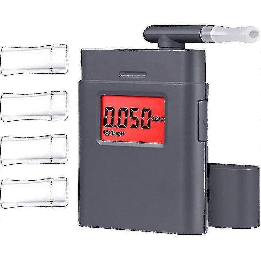 Digital Breath Alcohol-Tester Portable with 5 Mouthpieces, Real-Time Red Backlight Digital LCD Scre