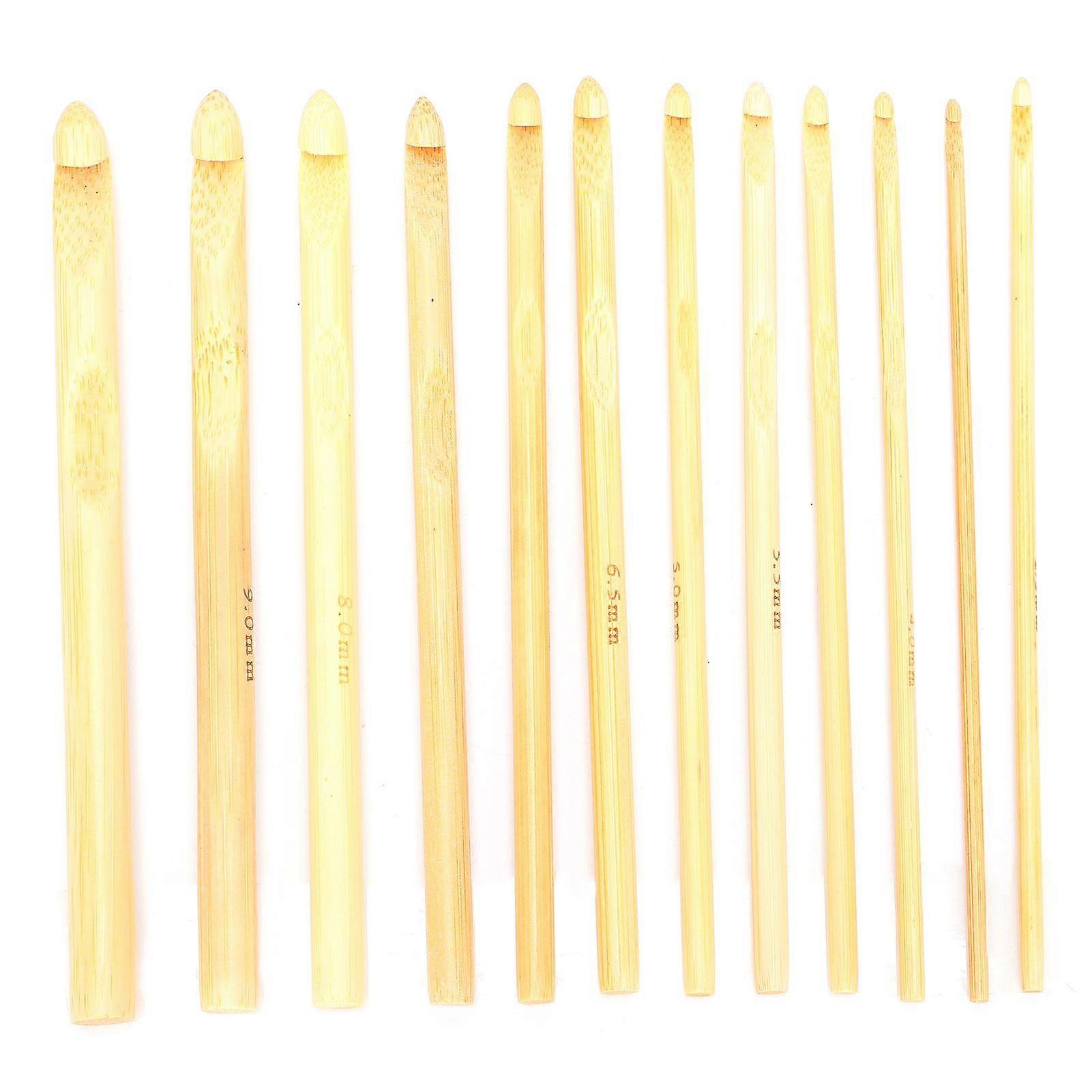2025 Latest Model  12pcs Crochet Hooks Bamboo Smooth Handcrafted Knitting