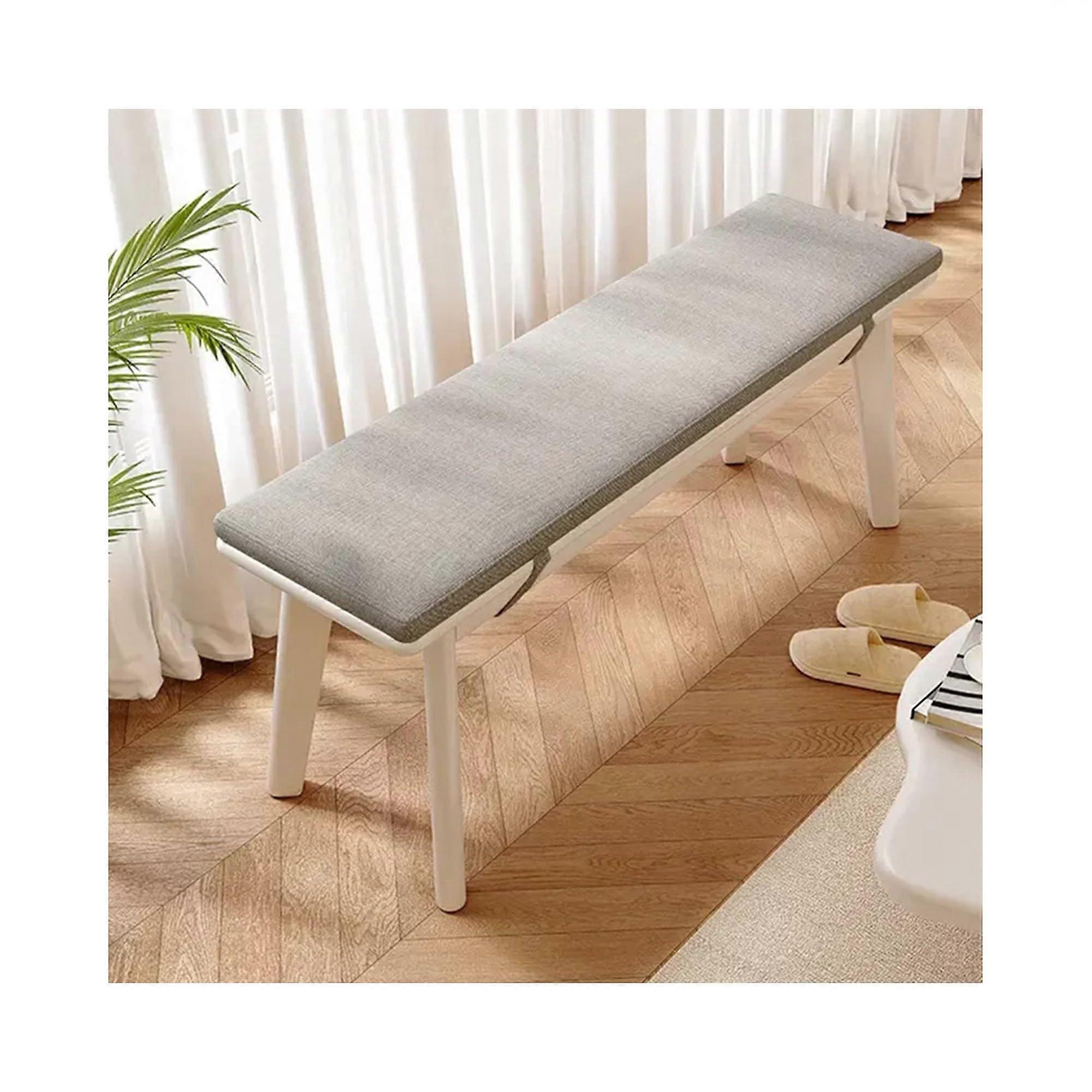 Rustic white wooden bench with cushions – Farmhousestyle seating for bedroom or entryway – 150 cm narrow end of the bed bench
