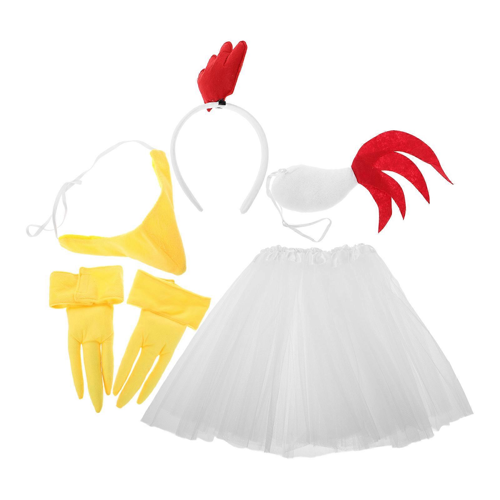 White Chicken Headband Chicken Costume Set for Decoration 1Set