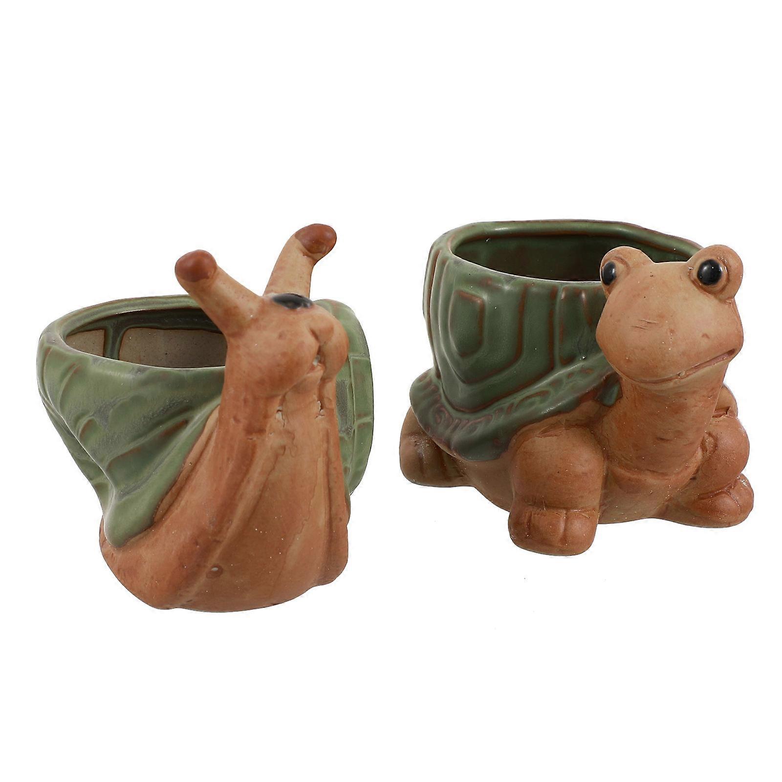 Rustic Ceramic Flower Pots for Succulents with Drainage Hole 2Pcs Multi Small Size Fits for Home