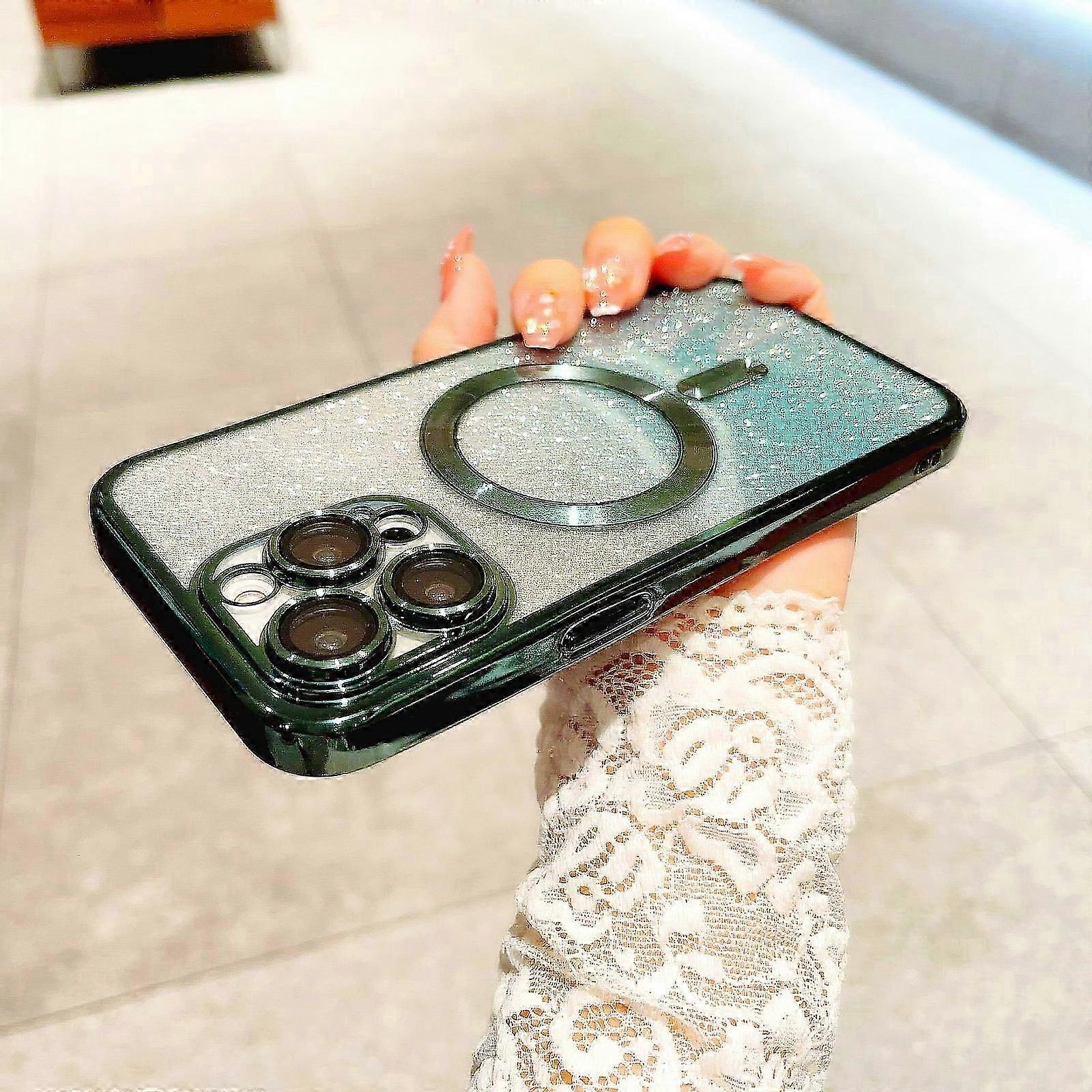 جراب بريق لهاتف iPhone 15 Pro Max / 15 Ultra متوافق مع MagSafe واقي عدسة الكاميرا جراب طلاء بلينغ جراب حماية من الصدمات للنساء والرجال