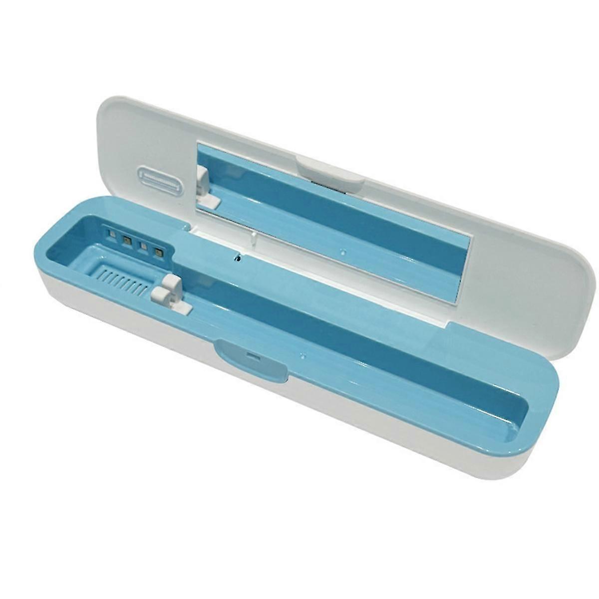 1pcs Portable UV Toothbrush Sanitiser Case with Dual USB, Blue