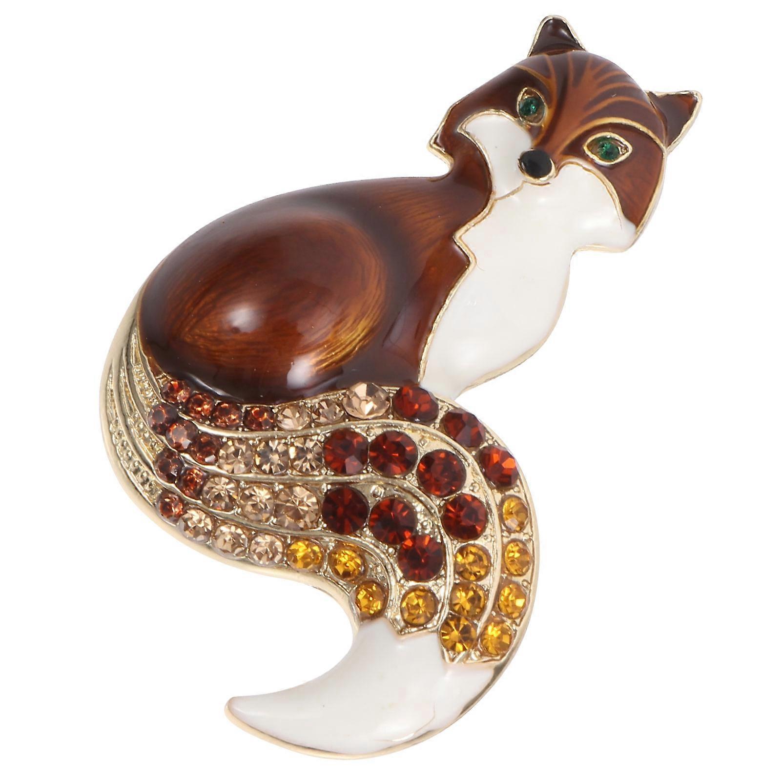 Brooch Vintage Fox Shape Accessory Clothes Accessory Brown 5.2X3.5CM Pin 1Pack