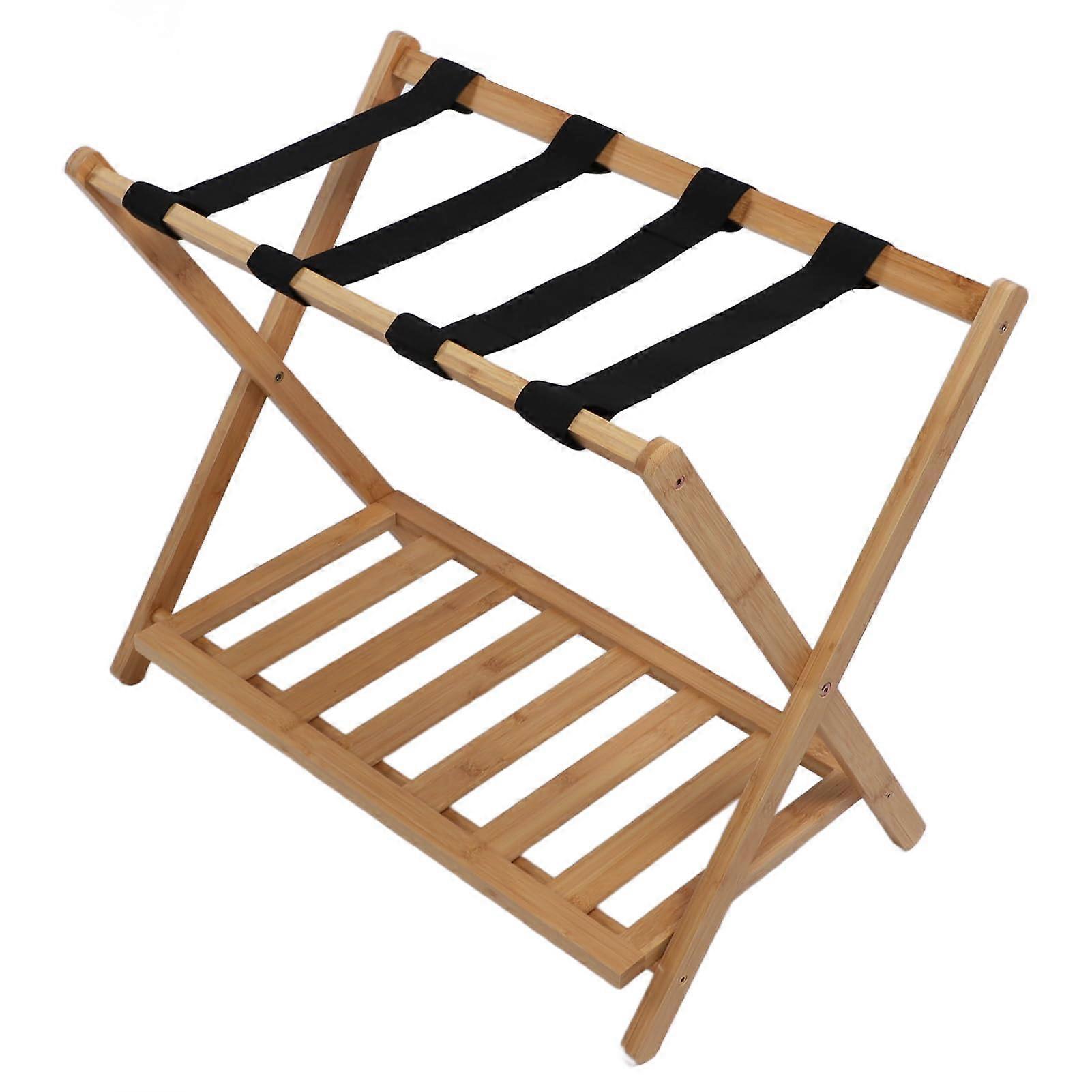 Foldable Pannier Rack for Suitcases, Large Folding Suitcase Stand with Shelf for Guest Room, Bedroom, Hotel