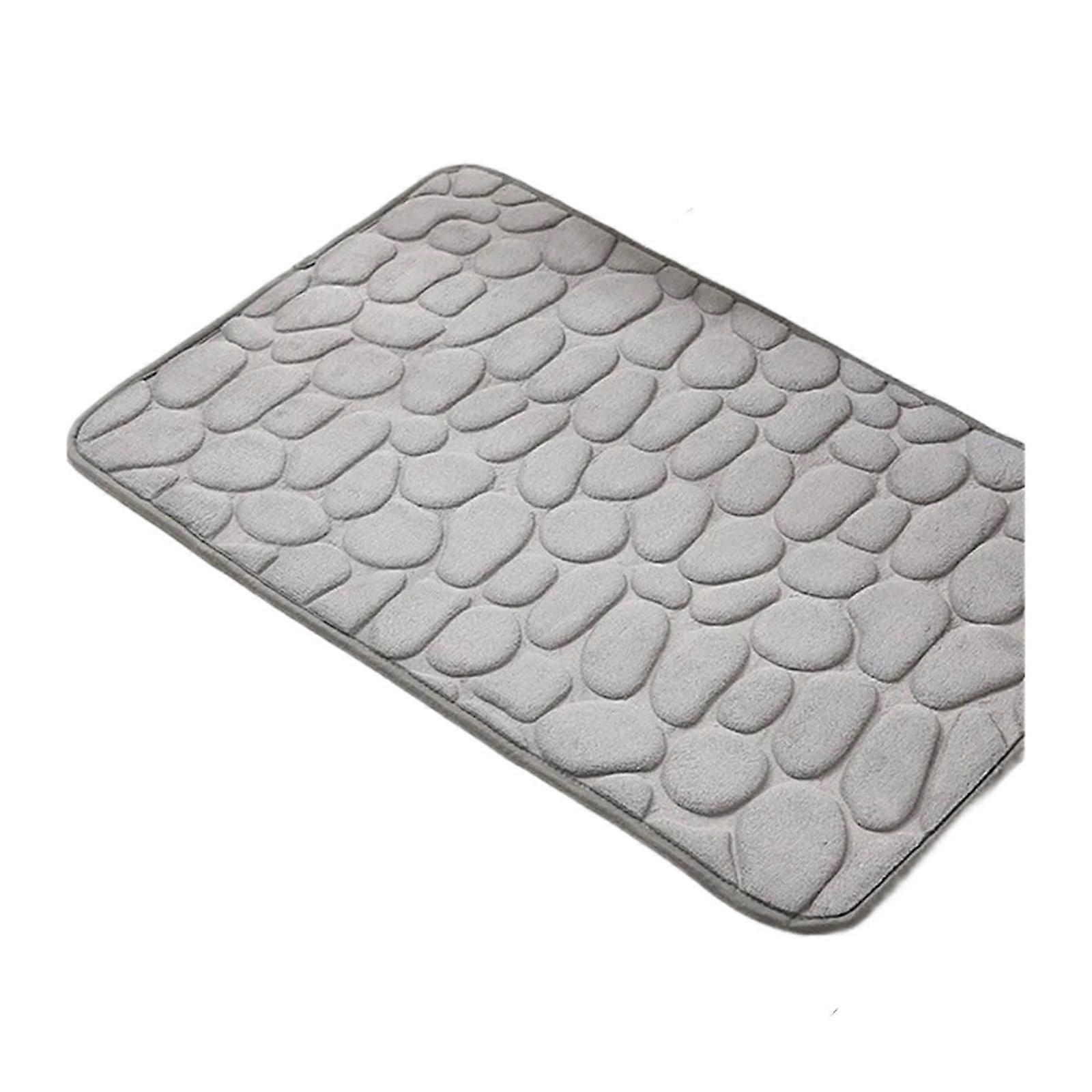 Bath Mat Cobblestone Embossed AntiSlip Super Absorbent Drainage Mat (Grey) 40x60cm