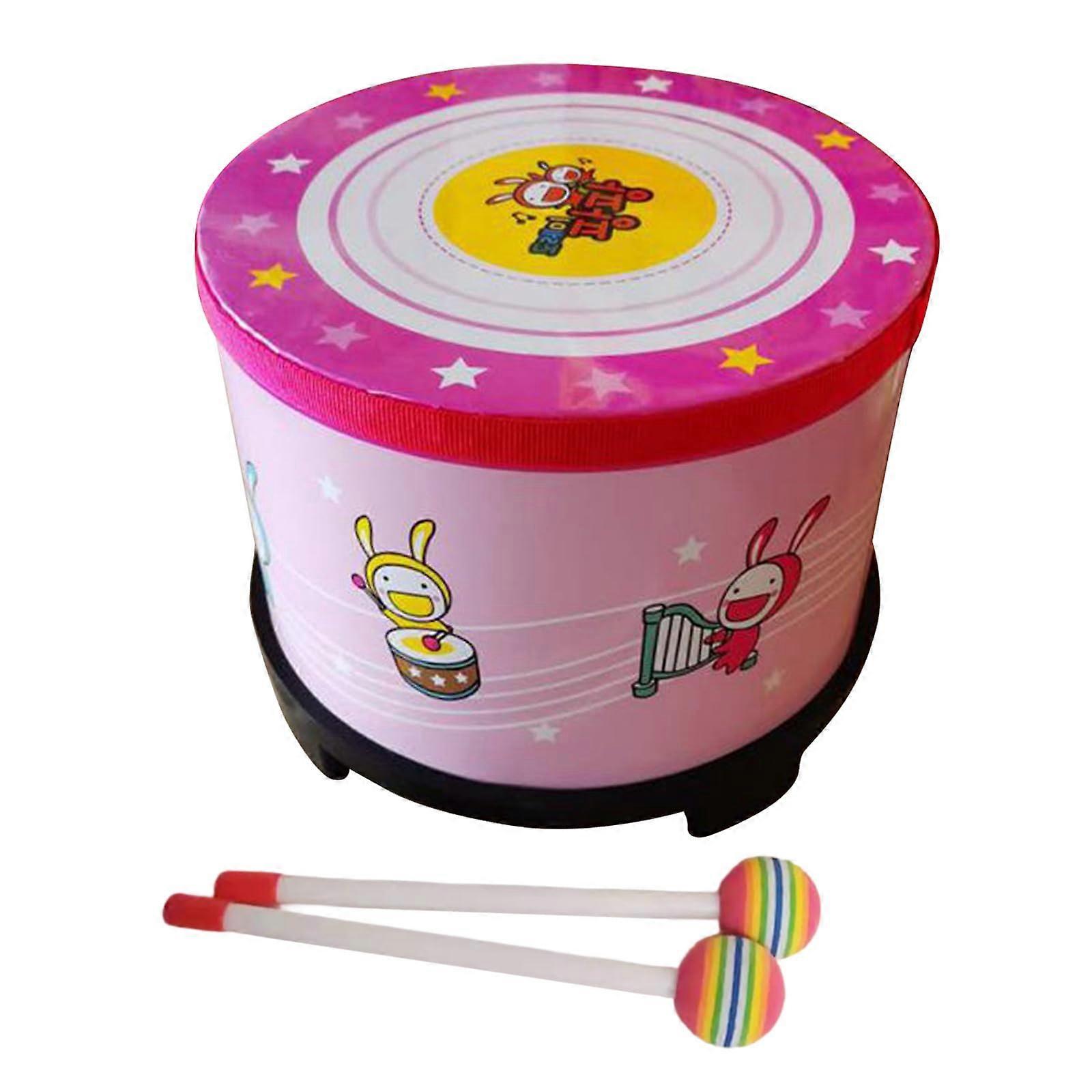 Kinder Ground Drum Percussion Instrument Floor Drum With Mallets Orff Tambourine Kids Toy Rhythm Drum Star Pattern