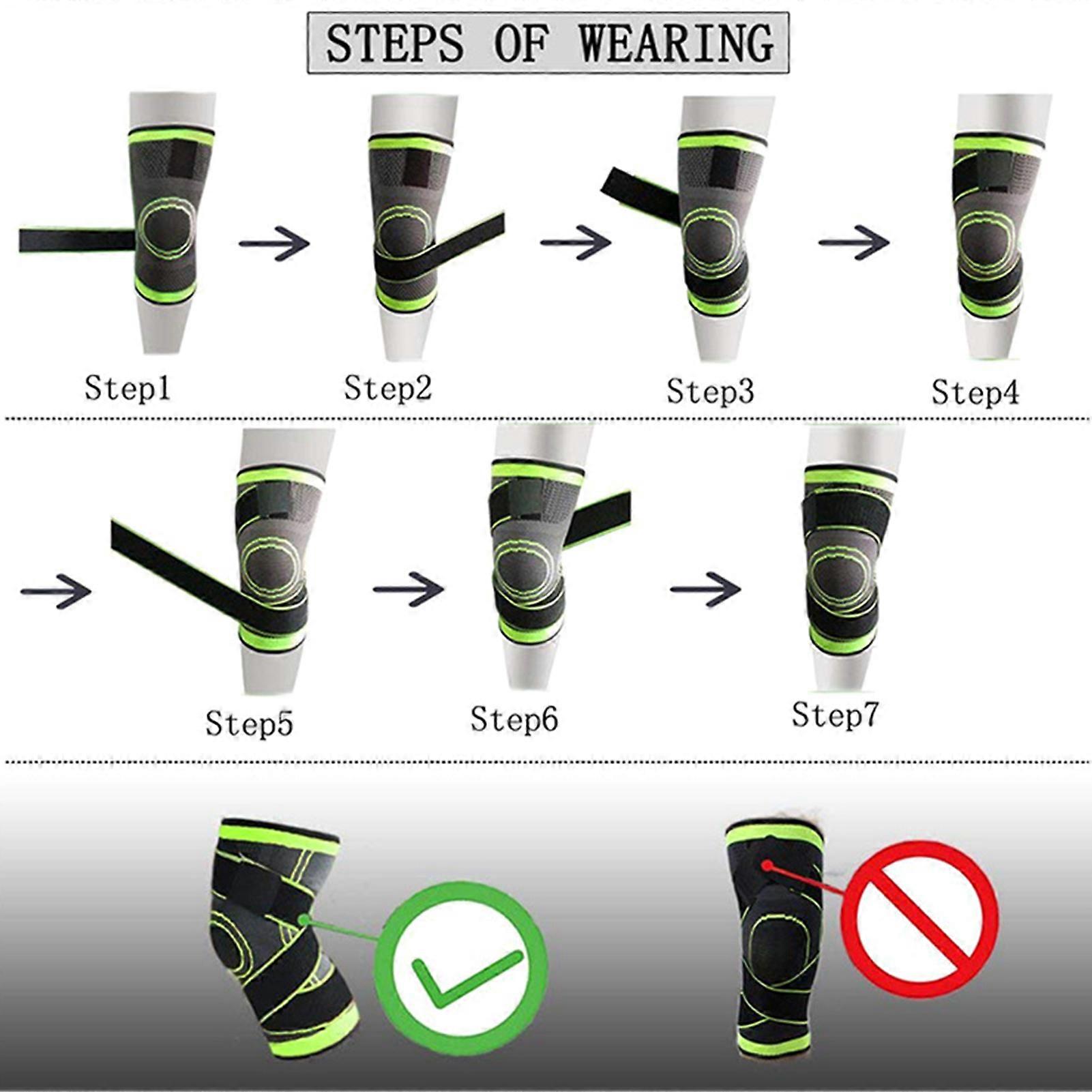 Confezione singola Cintura universale a doppia compressione per piedi sinistro e destro Ginocchiere a compressione in tessuto elastico su 4 lati verde XXL