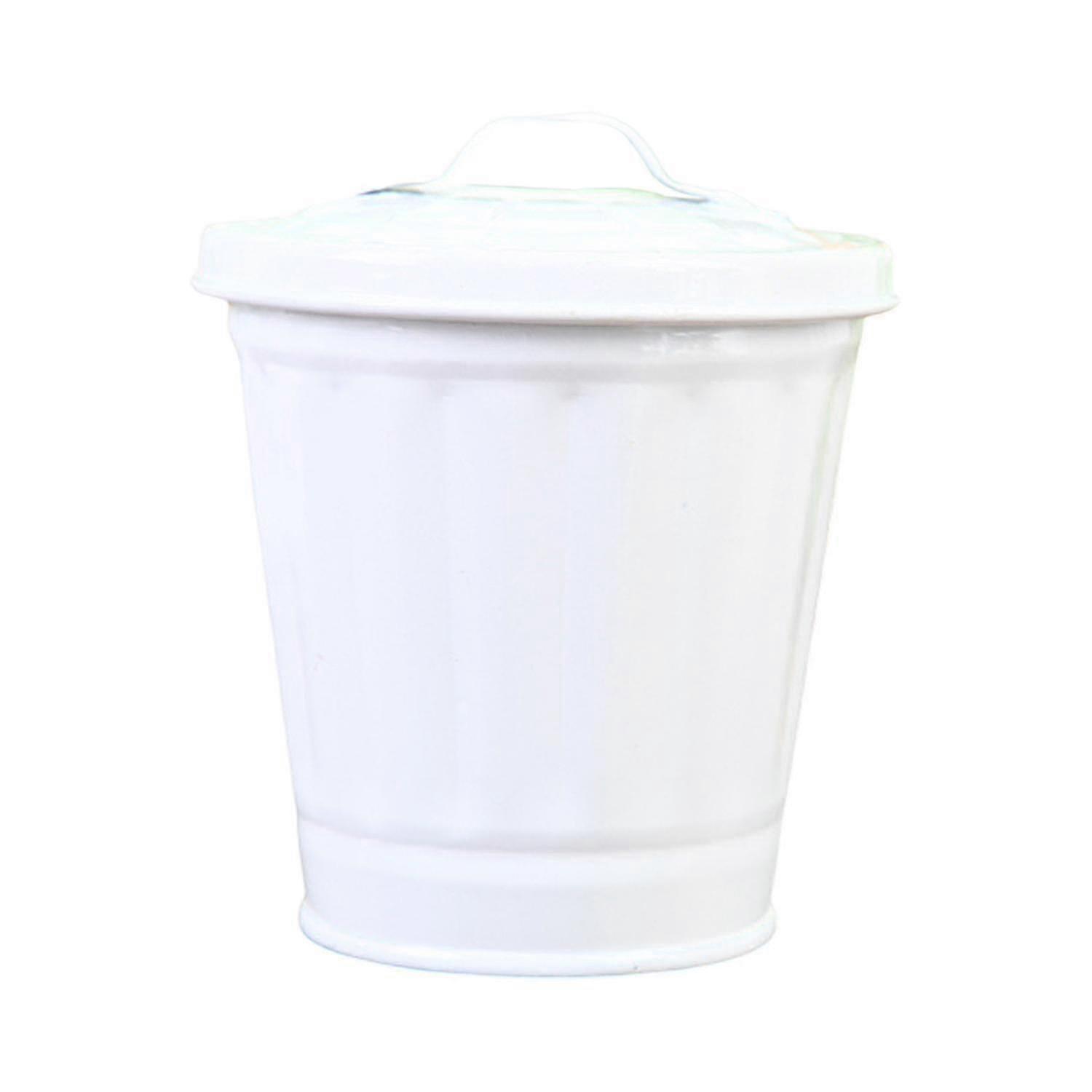 Desktop-Mülleimer mit Deckel - Auslaufsicherer eimerförmiger Mülleimer, große Öffnung, weiß