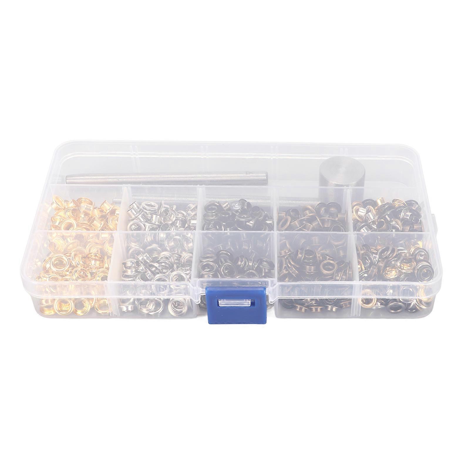 4mm Grommet Eyelet Kit 4 Colors 280 Sets Grommets Eyelets with 3 Pieces Install Tool Kit Eyelets Tool Kit for Decorating 