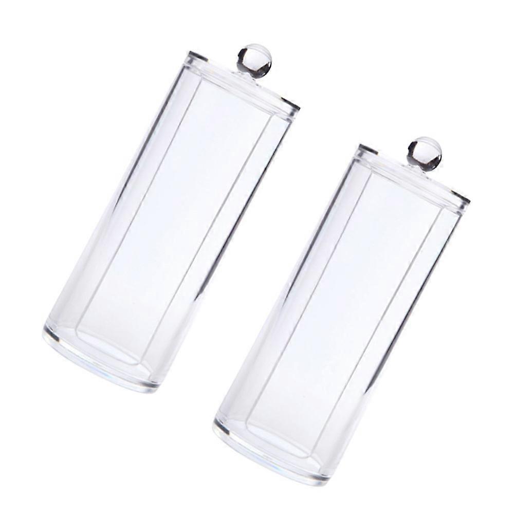 Cosmetic Cotton Box for Storage Use 2Pcs Round Transparent Plastic Holders