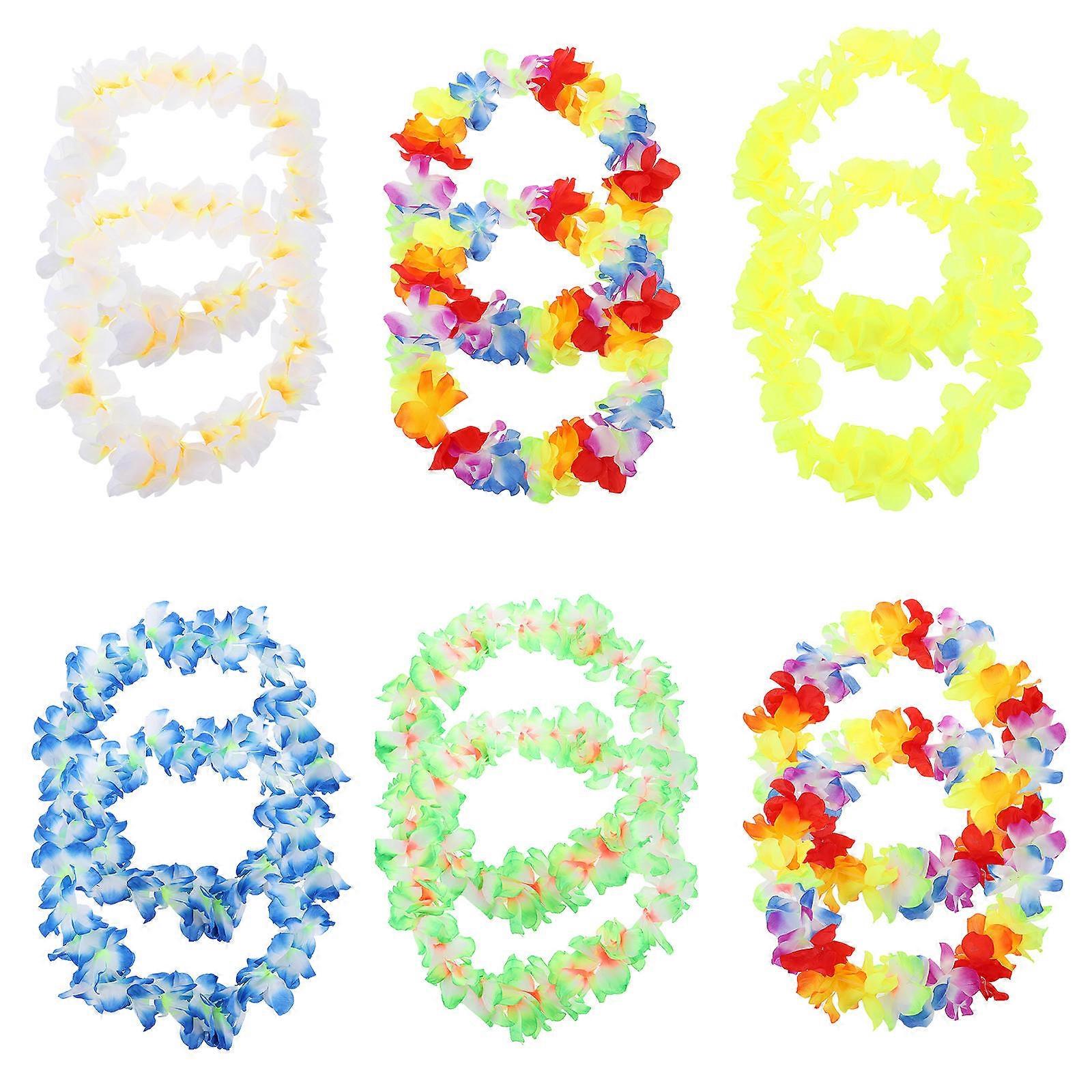 Hawaiian Party Decorations Colorful Garland Decors Artificial Flowers Garlands Circular Luau Design Costume Accessory 12Pcs