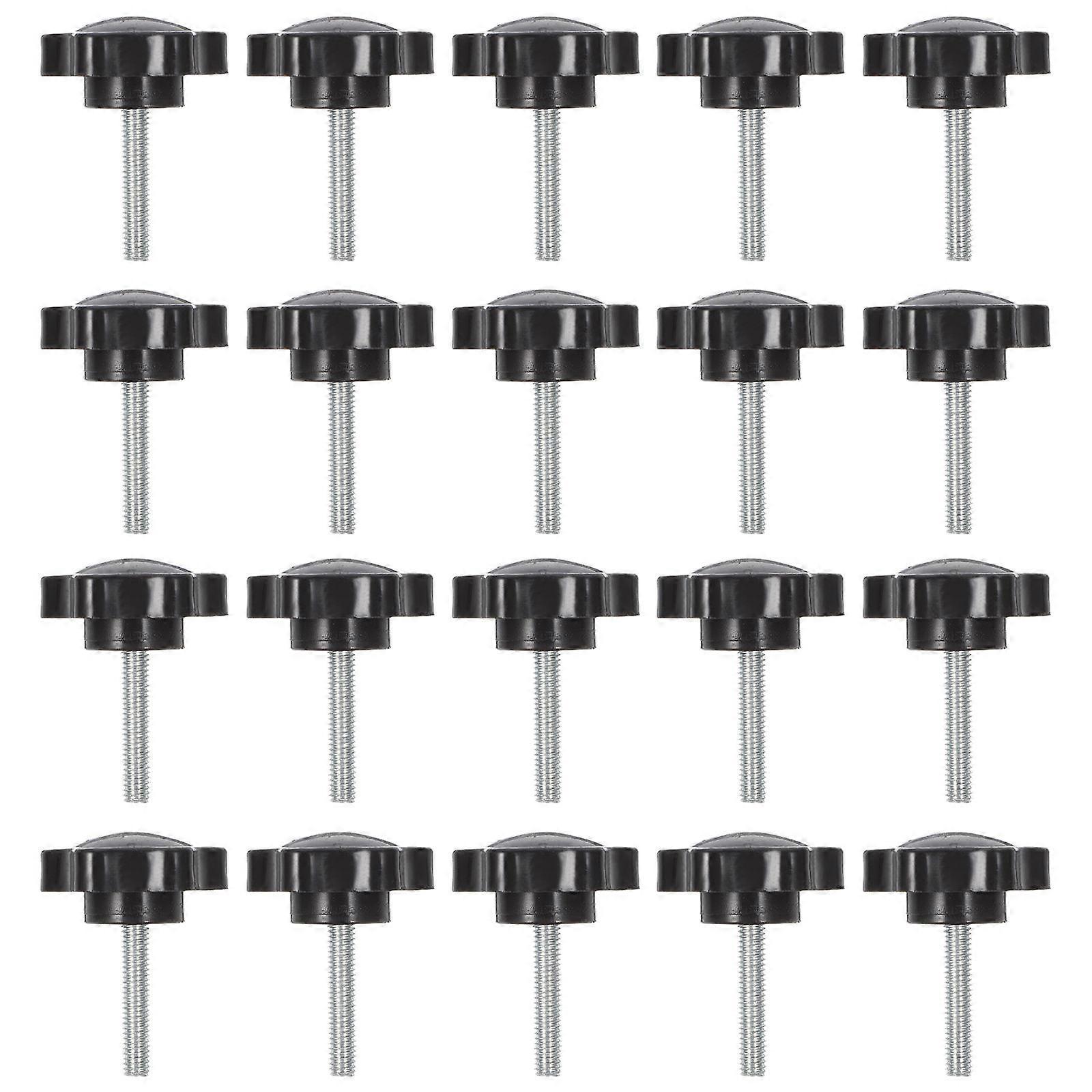 Bolt Knob M6x35 Handle Clamping Knobs Mechanical Equipment Black Hexagonal Shape 20Set