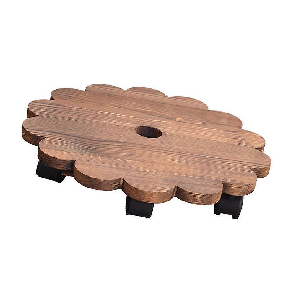 Removable Solid Wood Flower Pot Tray with Wheels – Durable Plant Stand for Home Gardening