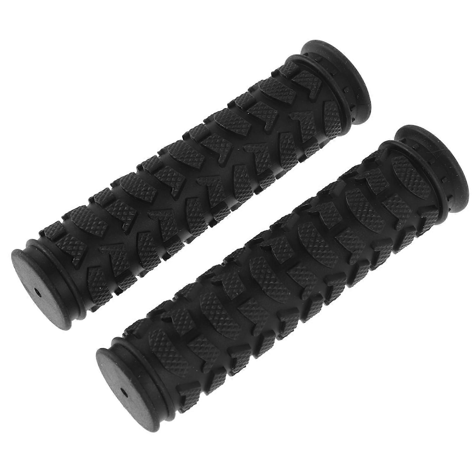 Bicycle Handlebar Grips 2 Pieces Non-Mountain Bike Rubber Comfortable Control Black Color Compatible with Standard Bars