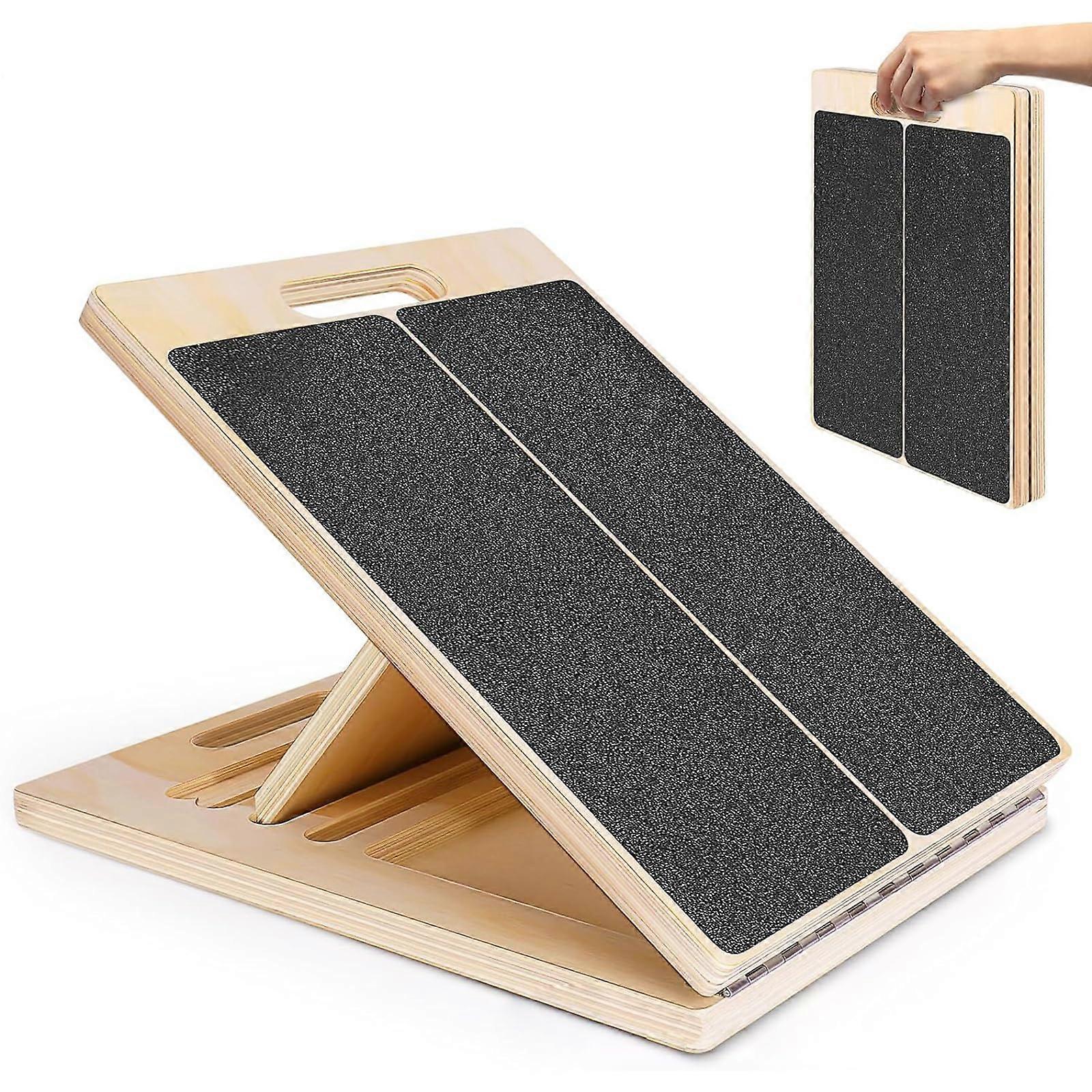 Wooden Slanted Board Calf Stretcher Adjustable Angle Portable Non-Slip 204 Kg Capacity With Handle For Calf Stretching