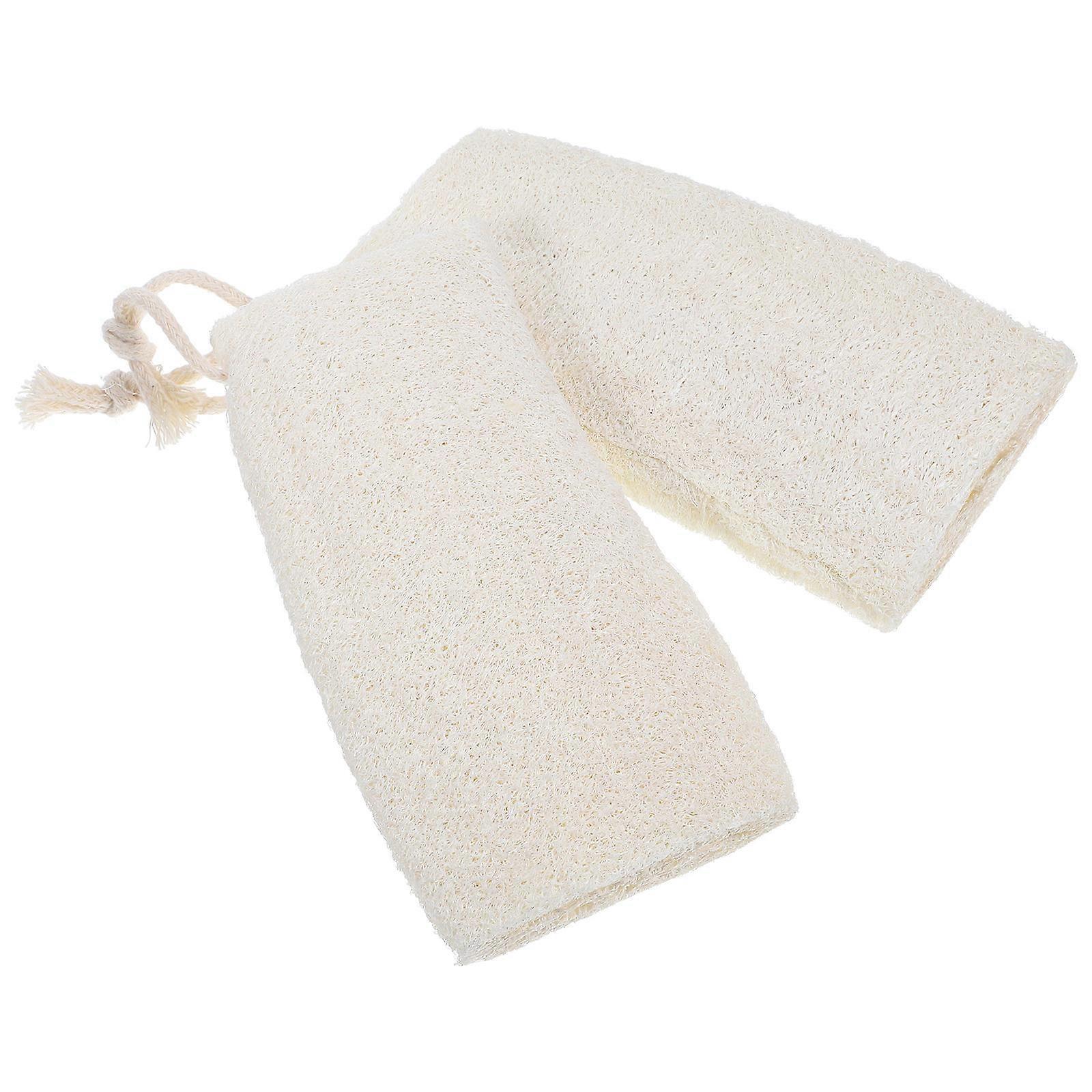 White Loofah Bath Scrubber for Cleaning Use with Deep Exfoliating and Rich Foaming Design 2 Pieces
