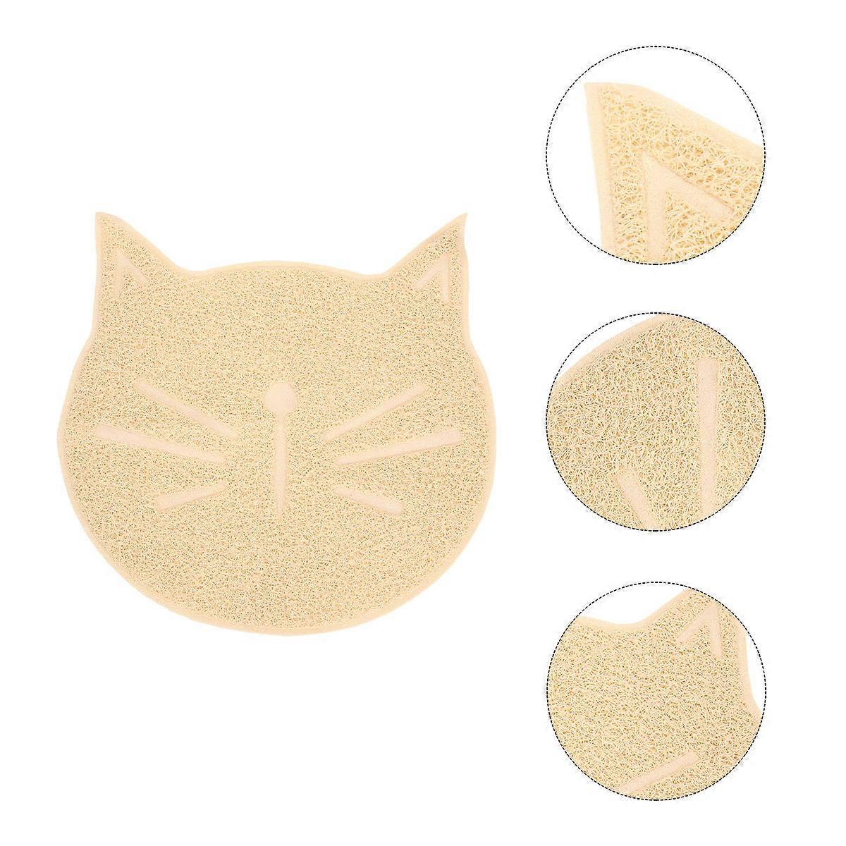 Non Slip Cat Litter Mat, Durable Cat Face Design, Easy Clean Pet Mat for Feeding Area, Household Use