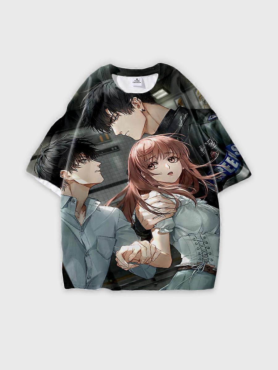 T-shirt round neck Role Pattern loose short sleeve E2794