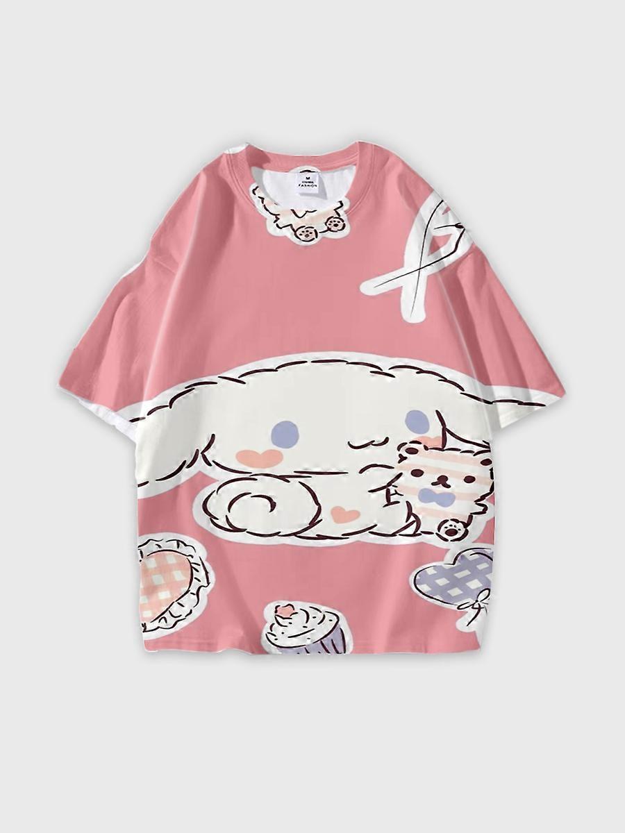 T-shirt round neck Cartoon Pattern loose short sleeve E2316