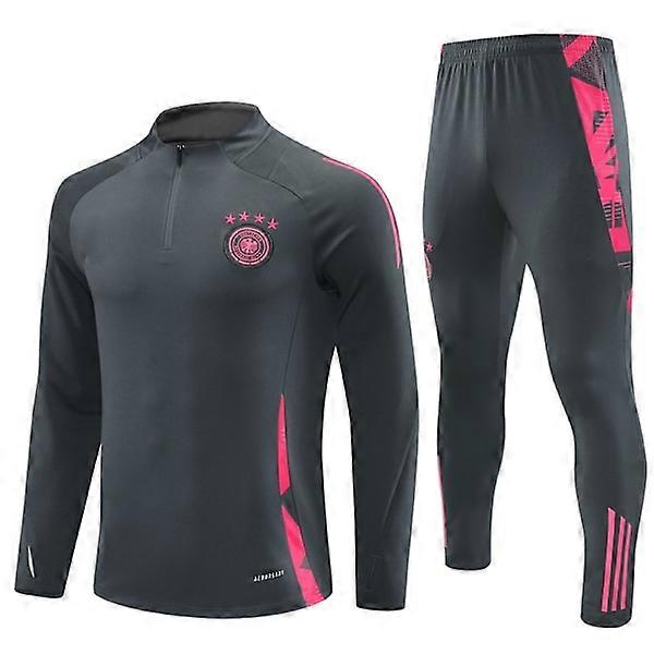新作サッカートレーニングスーツ ハーフジップ 秋冬 大人/子供 ドイツ/ダークグレー XL