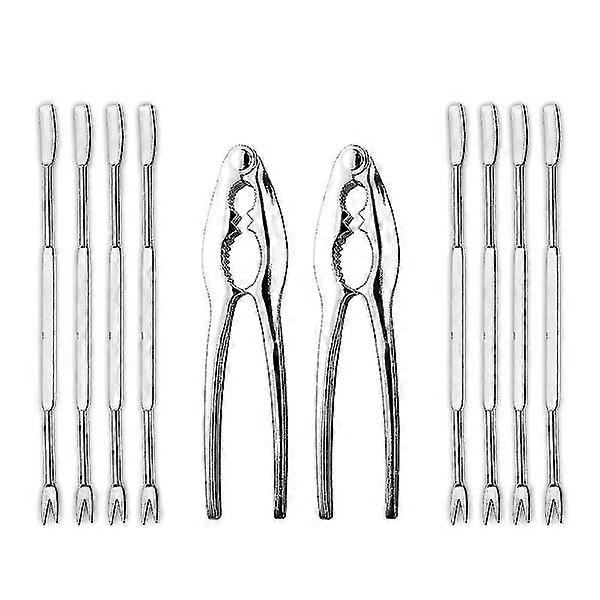 10-piece Seafood Tool Set including 2 Lobster & Crab Crackers and 8 Forks