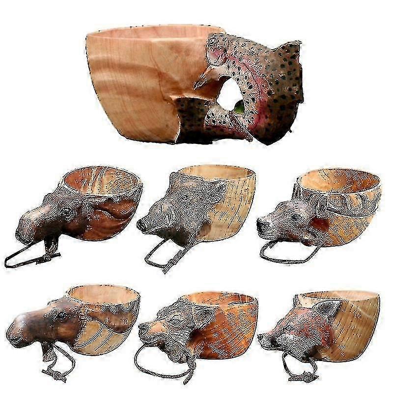 Tasse en bois portable - tasse en forme d’animal pour le camping et la boisson