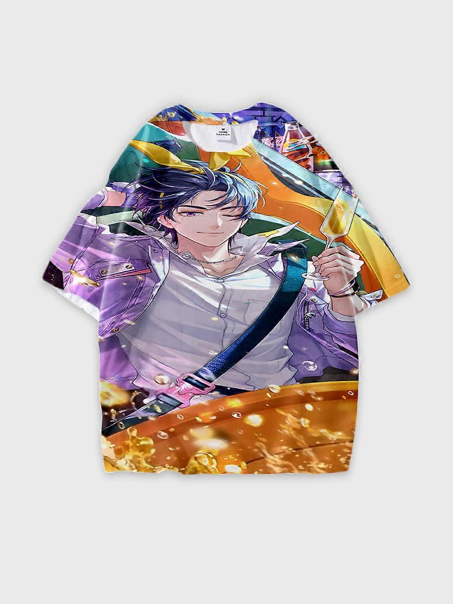 T-shirt round neck Role Pattern loose short sleeve E680