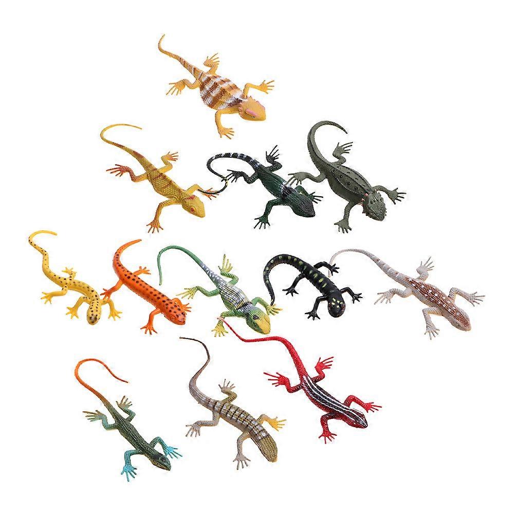 Cognitive Development Teaching Model Lizard Figures Assorted Color Ideal For Playtime 12Pcs