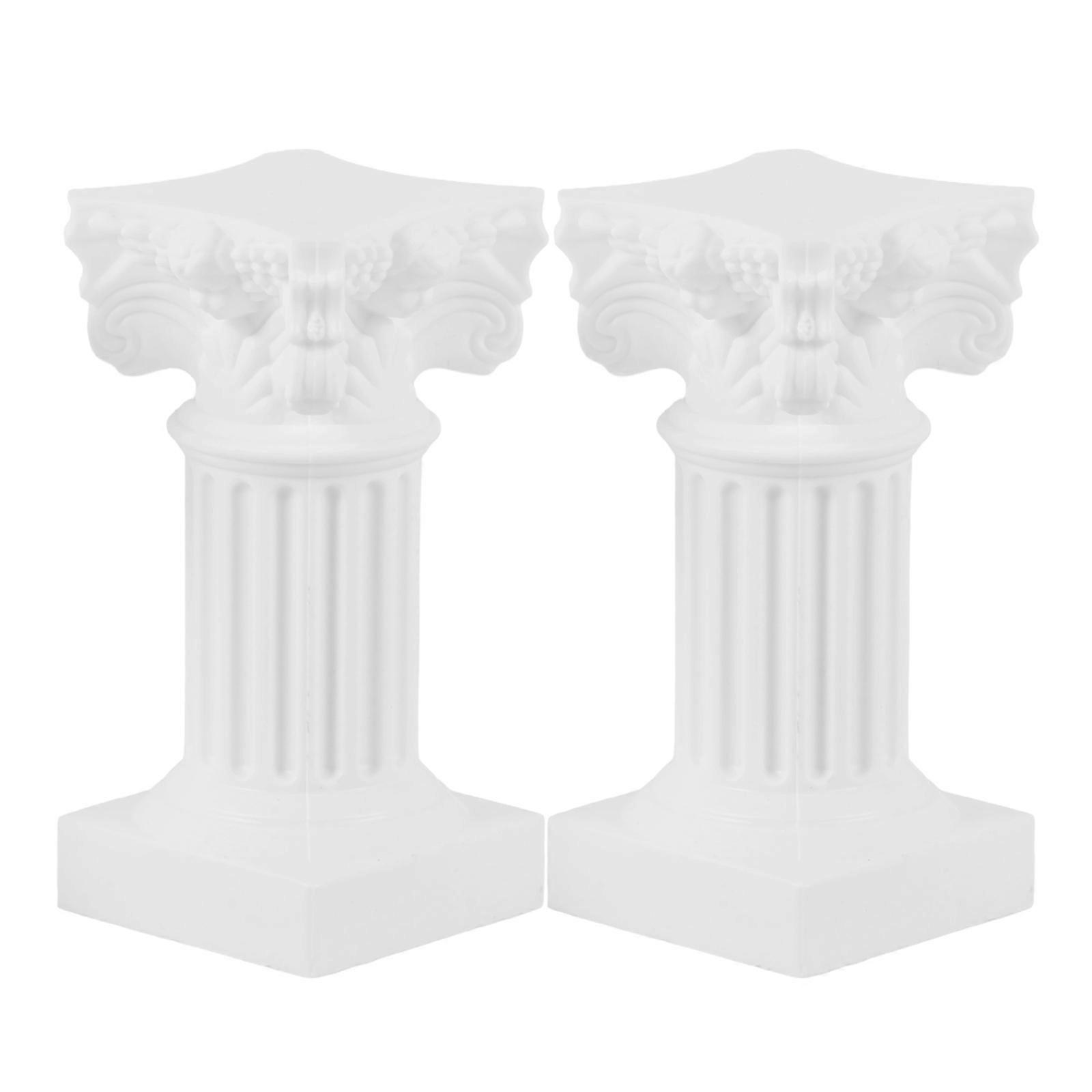 White ABS Minimalist Column Candlestick for Decor Adds Elegance to Living Room or Workspace 2pcs Small Size