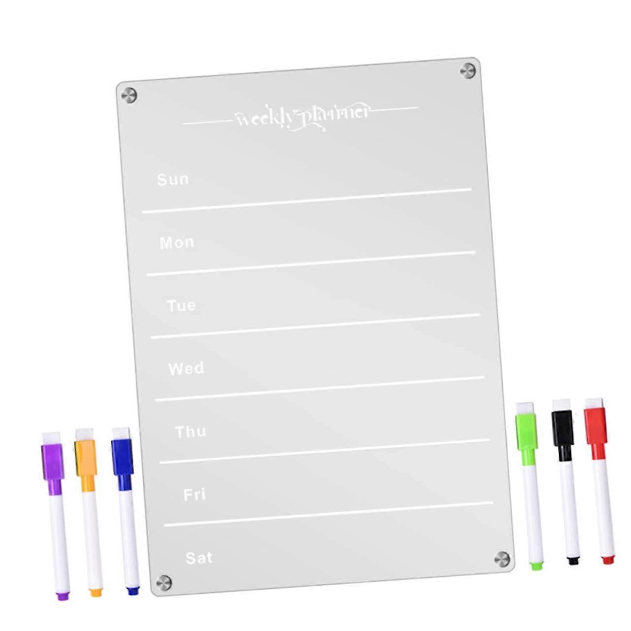 1 Set Magnetic Planning Board Reusable Wipeable Planning Board With Markers For Refrigerator Office And Family Organization