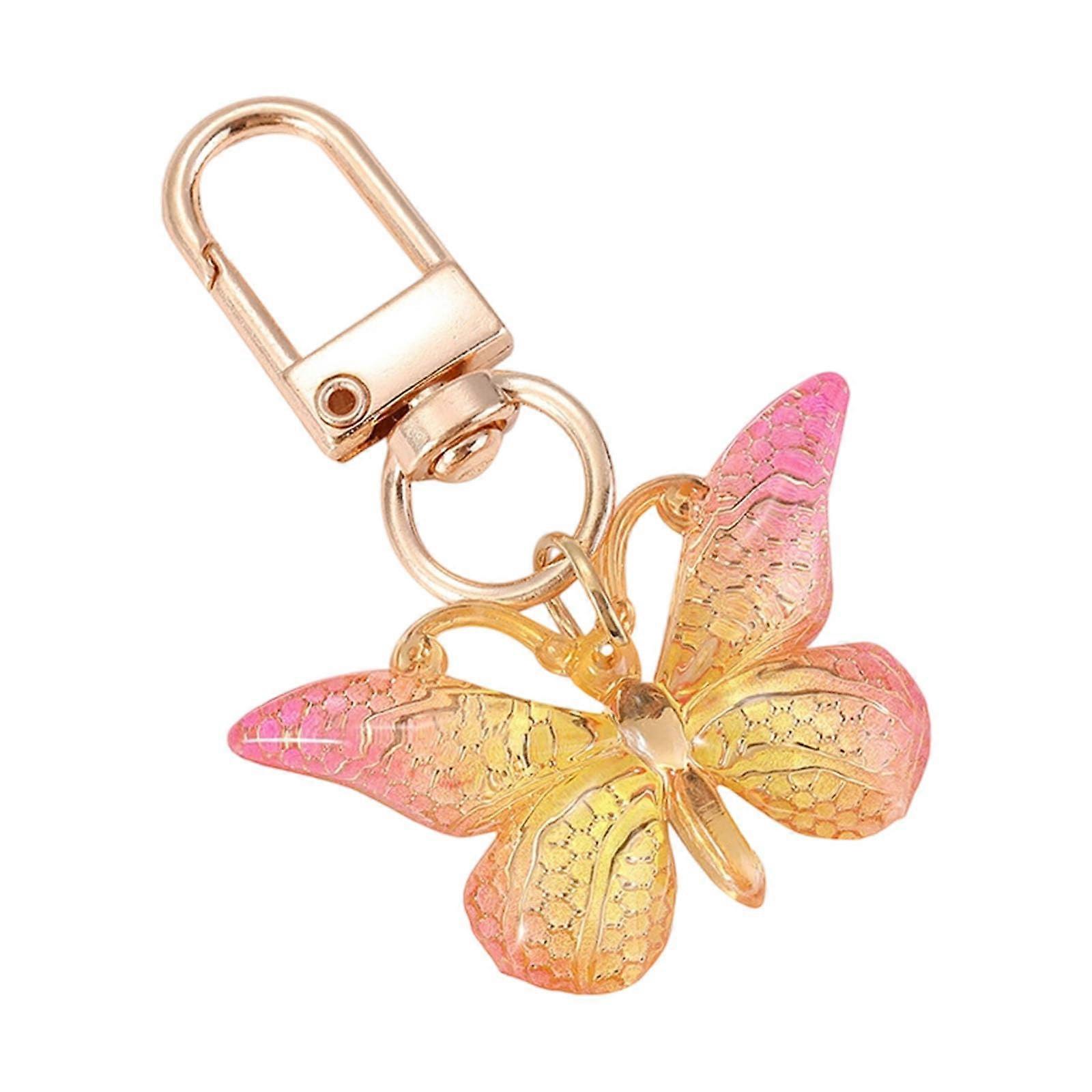 Acrylic Keychain with Gradient Colors, Butterfly Design, Perfect for Bags and Backpacks, with Practical Hook and Travel Use
