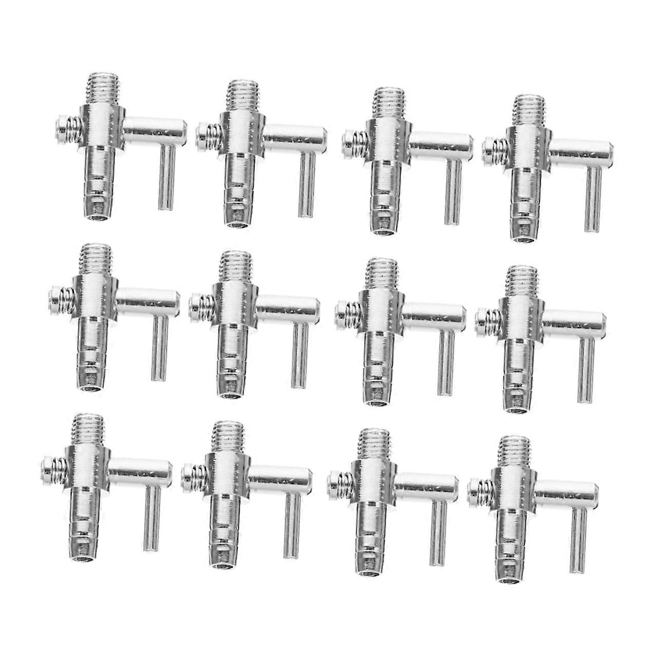 12-Pack Stainless Steel Oxygen Pump Splitters with Flow Control Valves for Aquariums, Chrome-Plated Copper Accessories